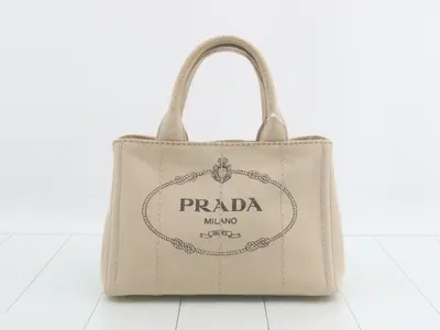 Canapa Canvas Triangle Plate 2-Way Handbag, Beige