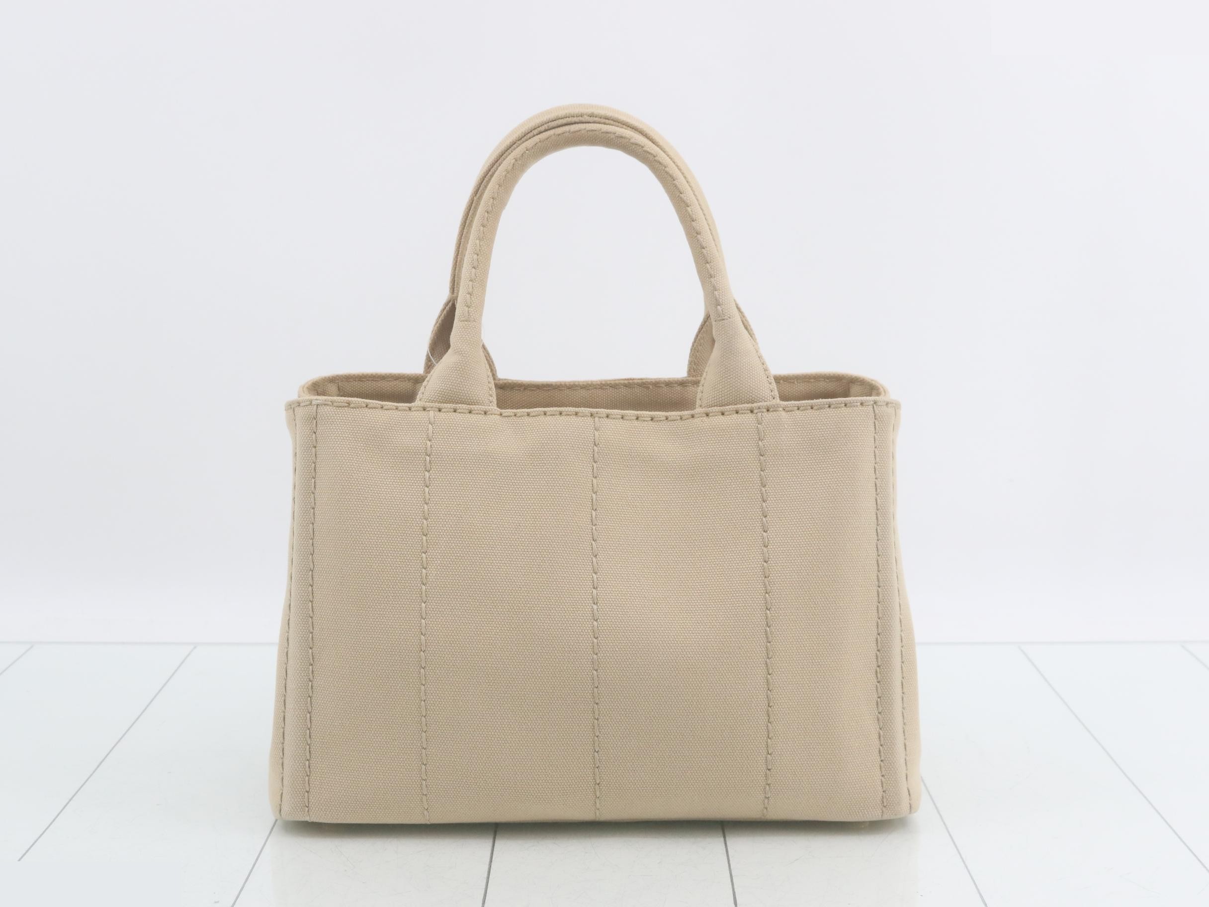 Canapa Canvas Triangle Plate 2-Way Handbag, Beige — view 2