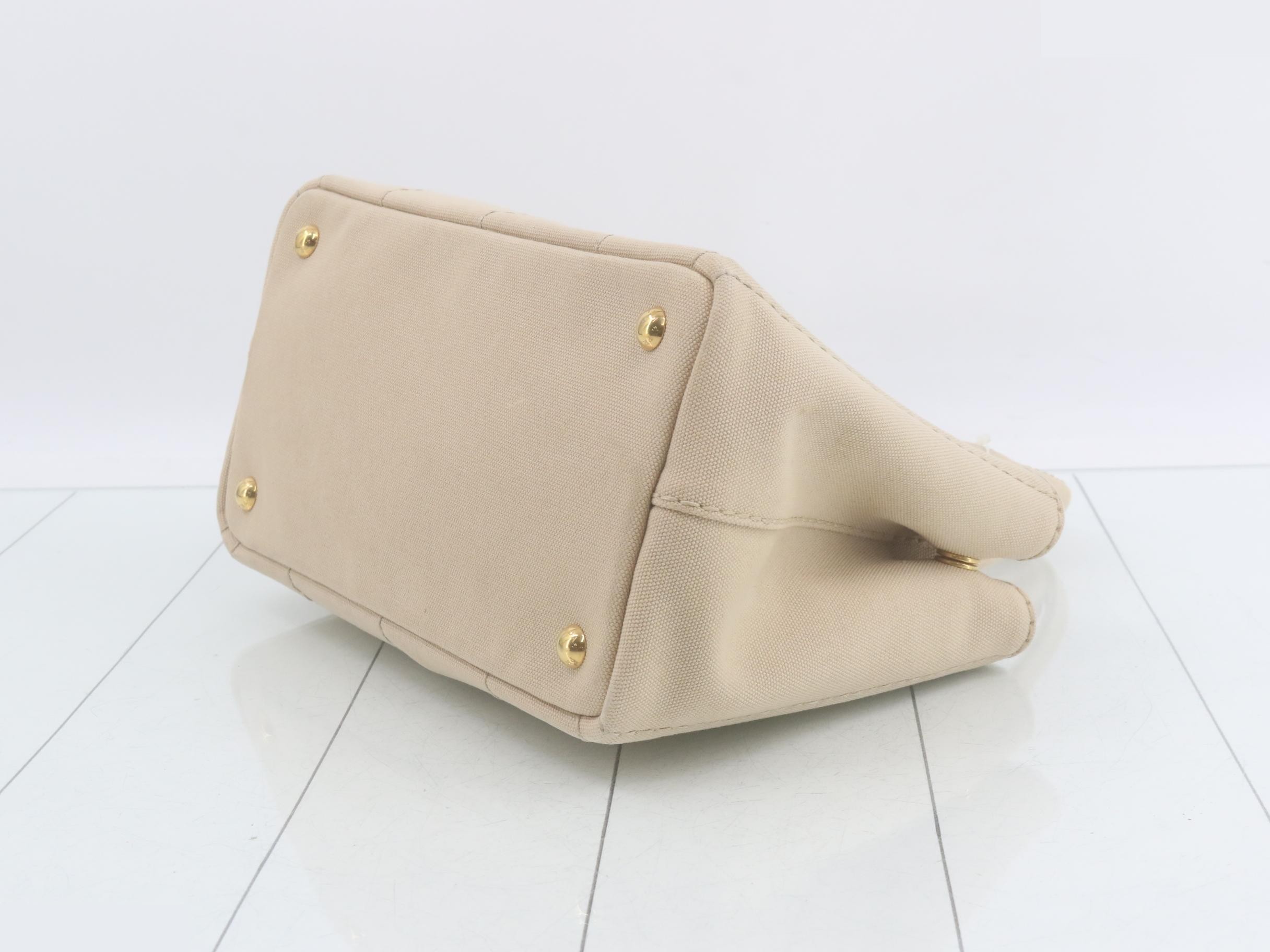 Canapa Canvas Triangle Plate 2-Way Handbag, Beige — view 6