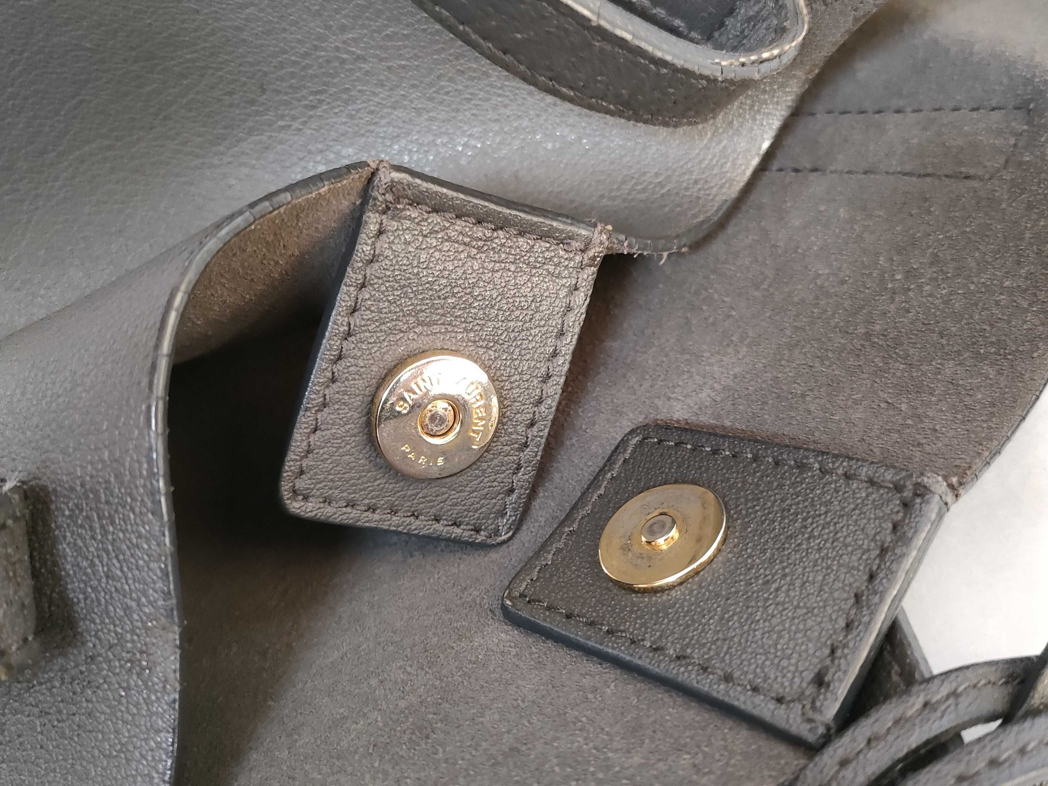 Shopping Bag Saint Laurent Gray Leather Tote Bag — view 12