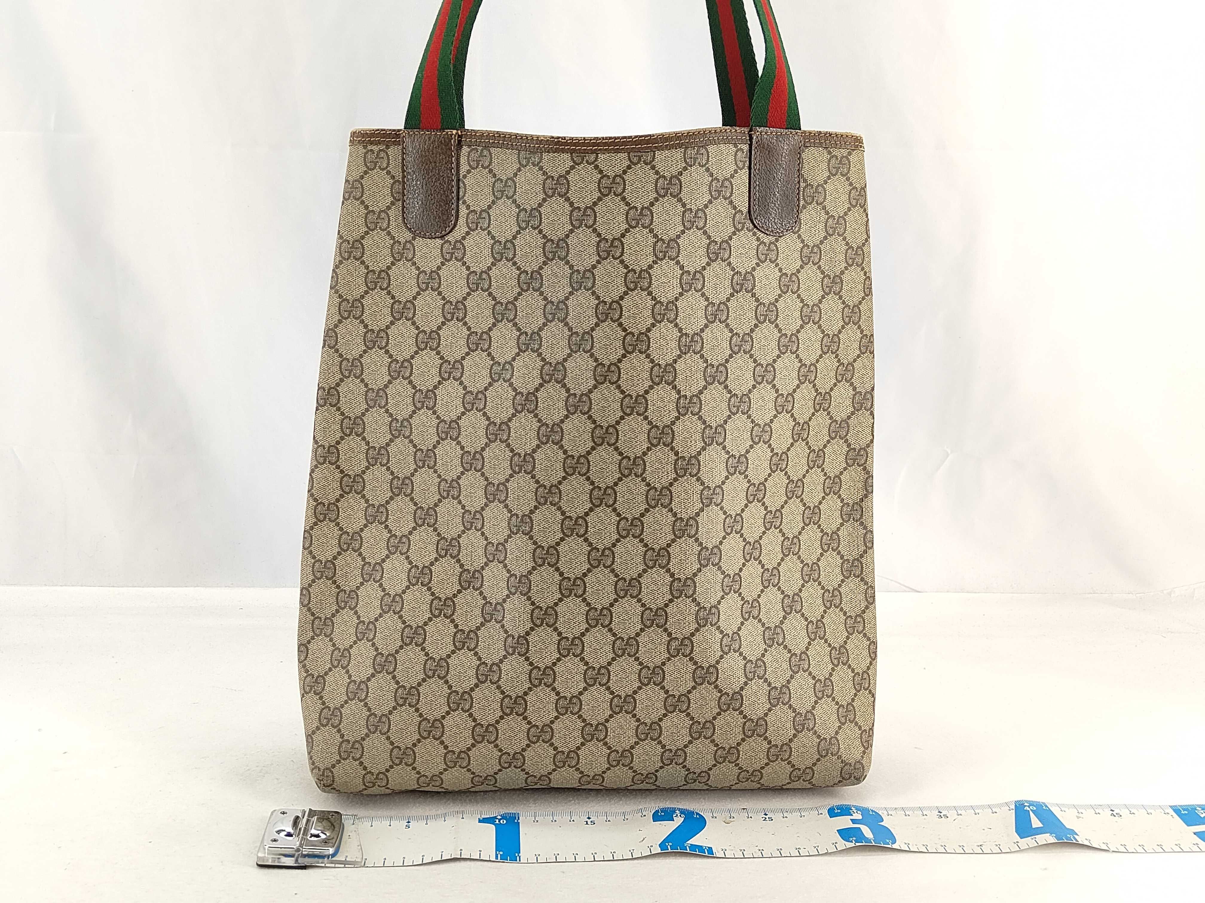GG Supreme Gucci 89 02 003 GG Supreme Sherry Line Tote Bag Leather Brown Tote Bag — view 2