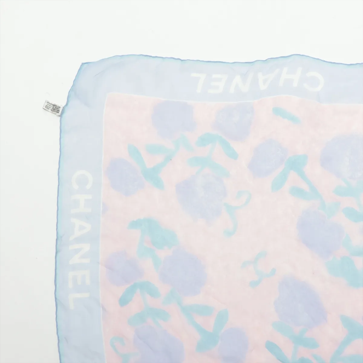 silk scarf, blue and pink. Shows signs of wear, — view 2