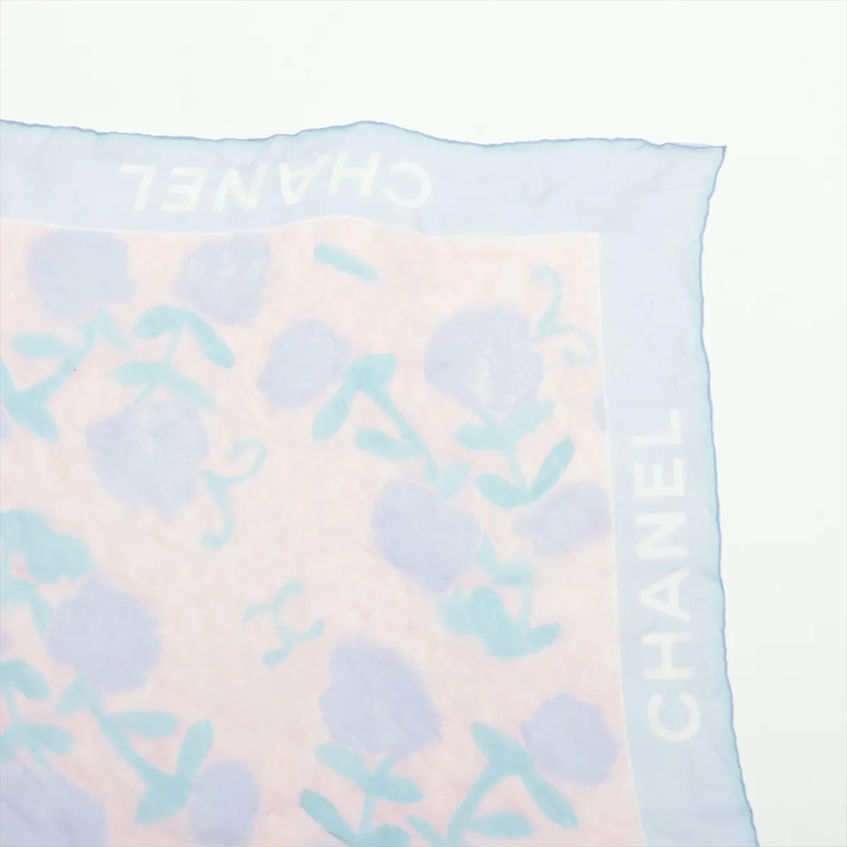 silk scarf, blue and pink. Shows signs of wear, — view 3