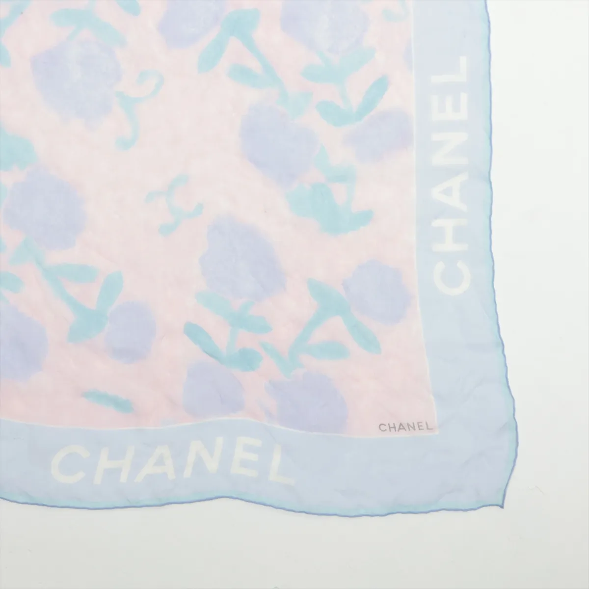 silk scarf, blue and pink. Shows signs of wear, — view 4