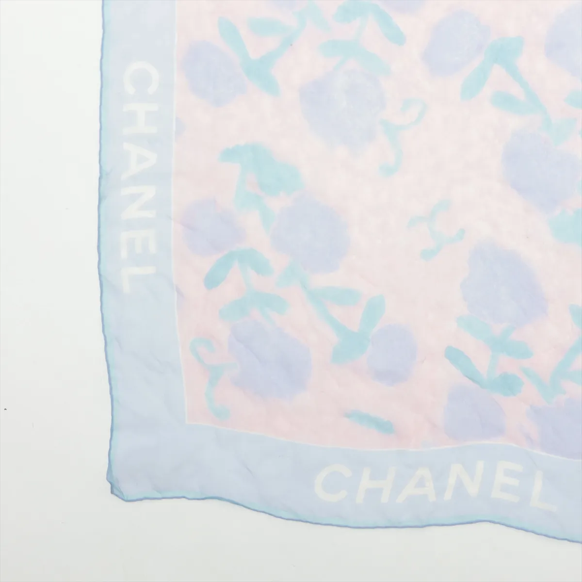 silk scarf, blue and pink. Shows signs of wear, — view 5