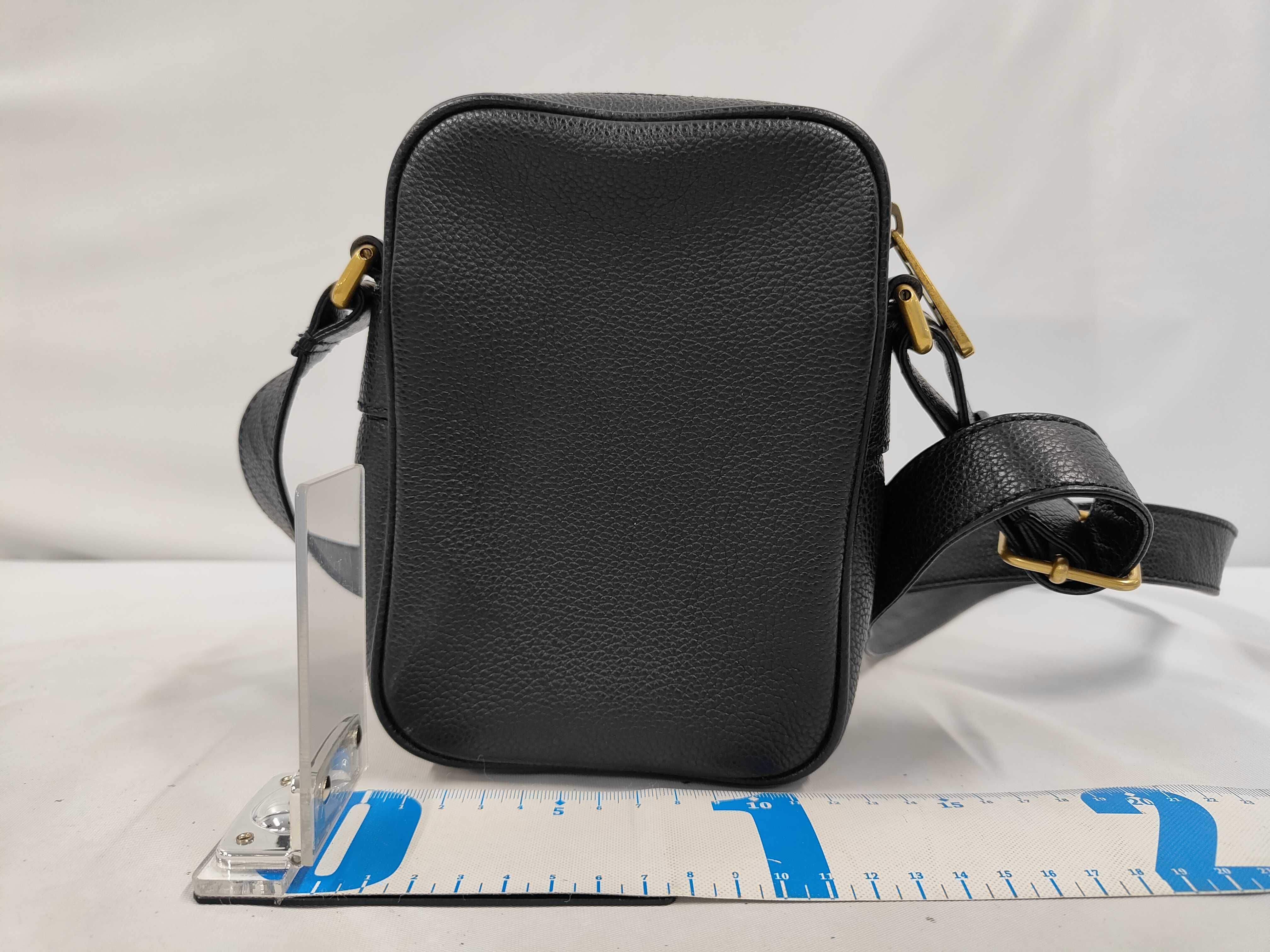 Black Leather Vintage Logo Print Shoulder Bag — view 2