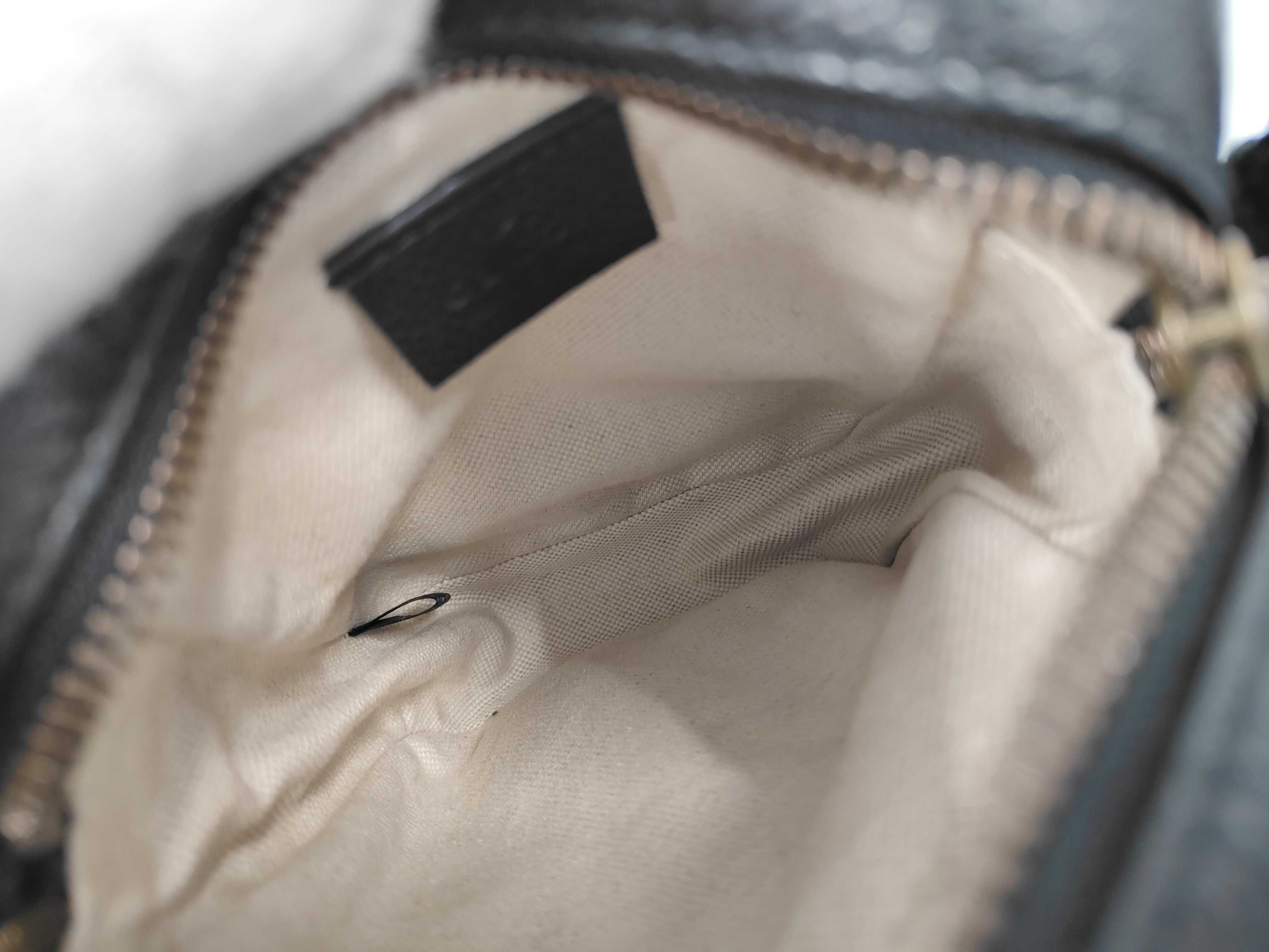 Black Leather Vintage Logo Print Shoulder Bag — view 7