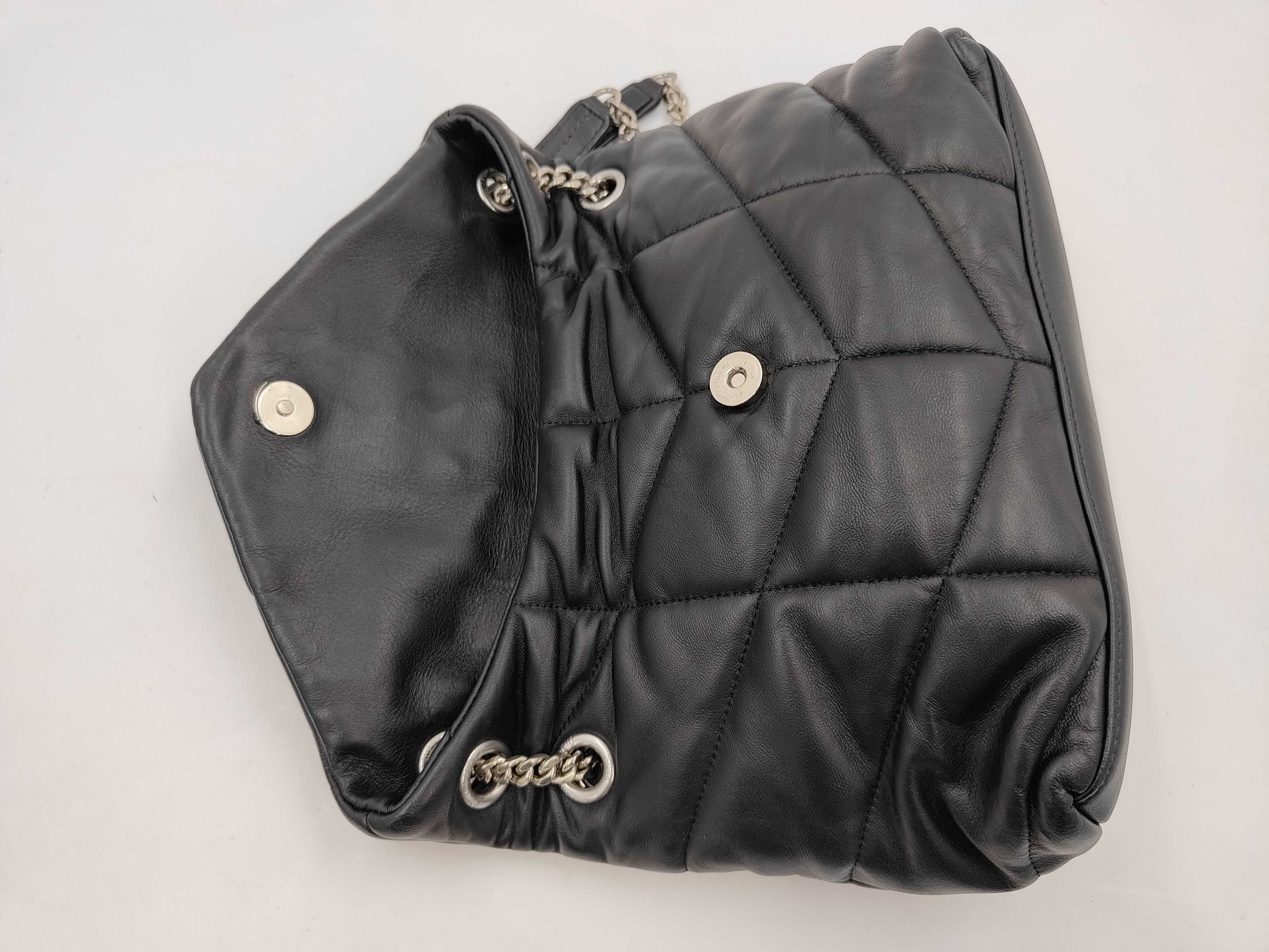 Puffer Small Lambskin Shoulder Bag, Black with Silver Hardware, 5774761EL001000 — view 9
