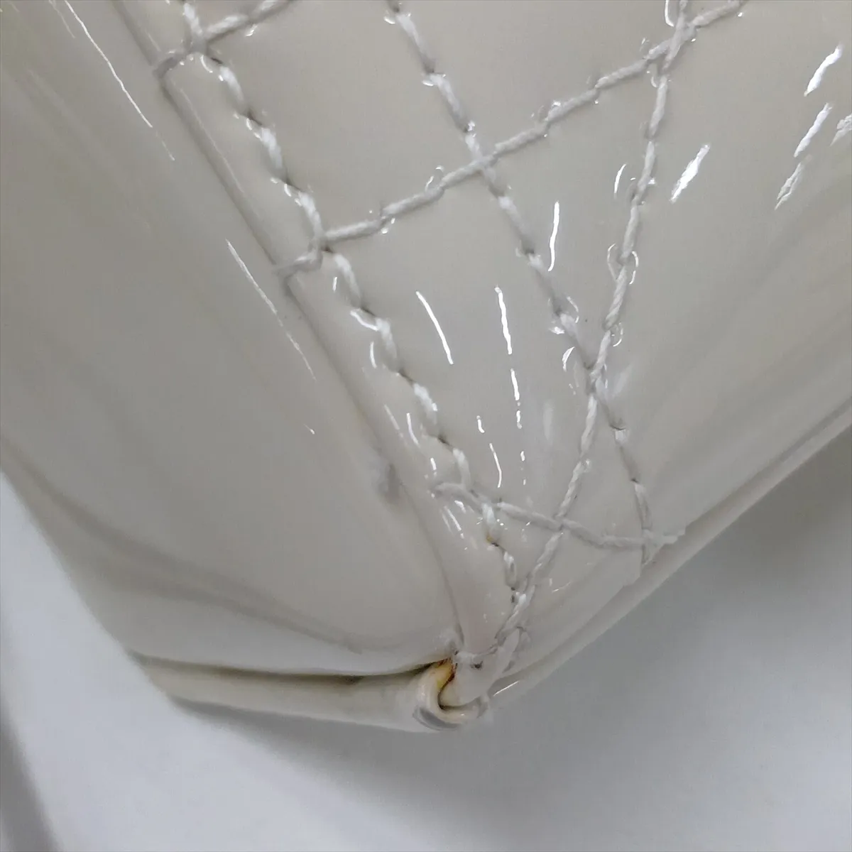 Cannage Lady D-Joy Small Patent Leather 2-Way Handbag White — view 12