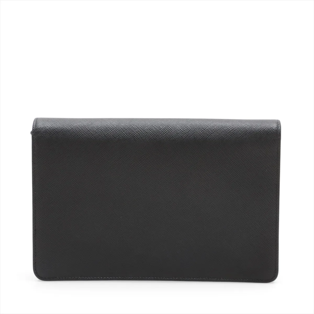 Saffiano Leather Chain Shoulder Bag, Black — view 2