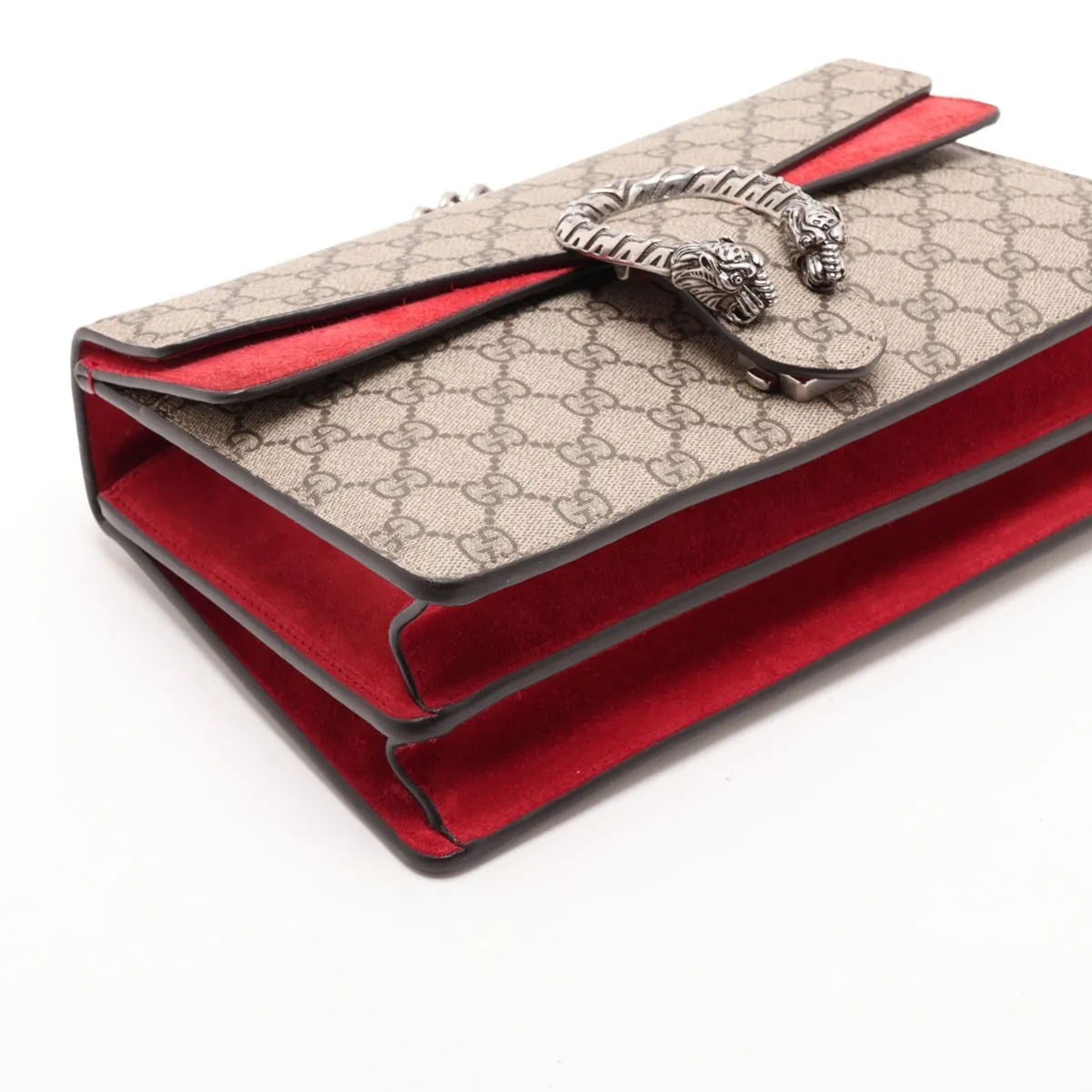 GG Supreme Dionysus 400249 PVC x Suede Chain Shoulder Bag Beige x Red — view 4