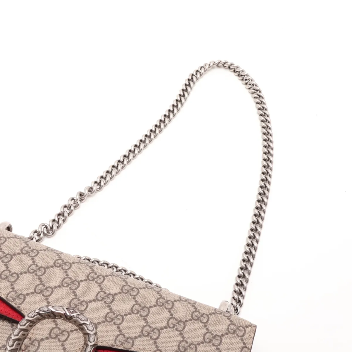 GG Supreme Dionysus 400249 PVC x Suede Chain Shoulder Bag Beige x Red — view 5
