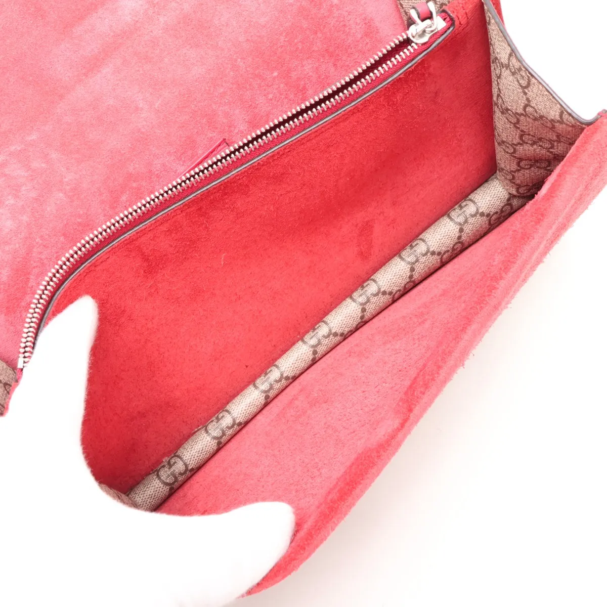 GG Supreme Dionysus 400249 PVC x Suede Chain Shoulder Bag Beige x Red — view 6
