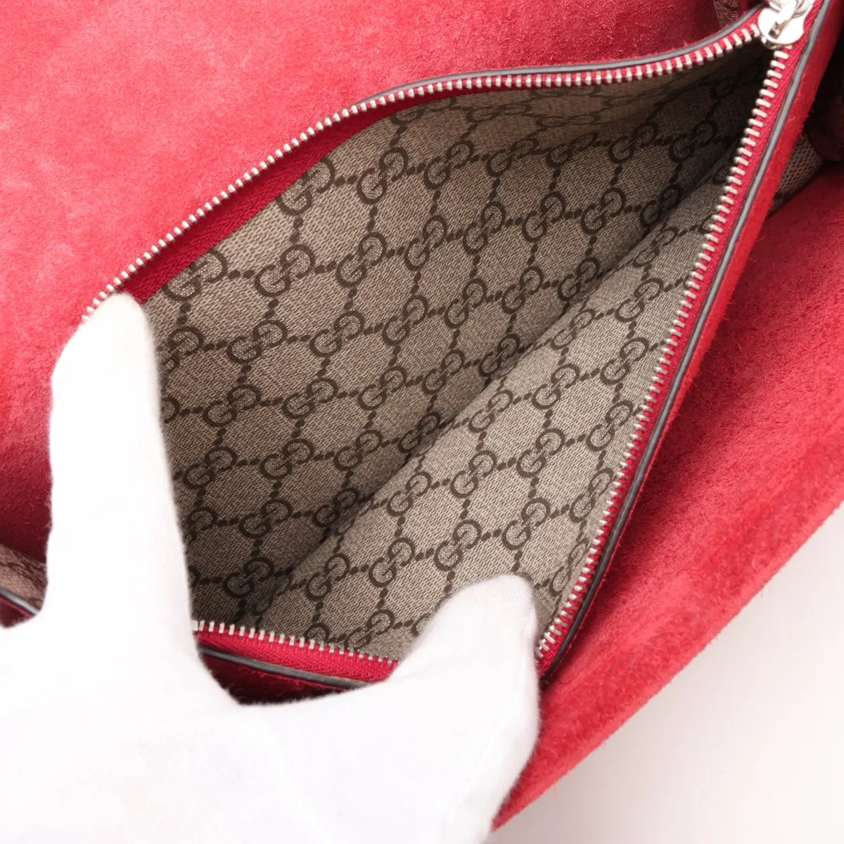 GG Supreme Dionysus 400249 PVC x Suede Chain Shoulder Bag Beige x Red — view 7