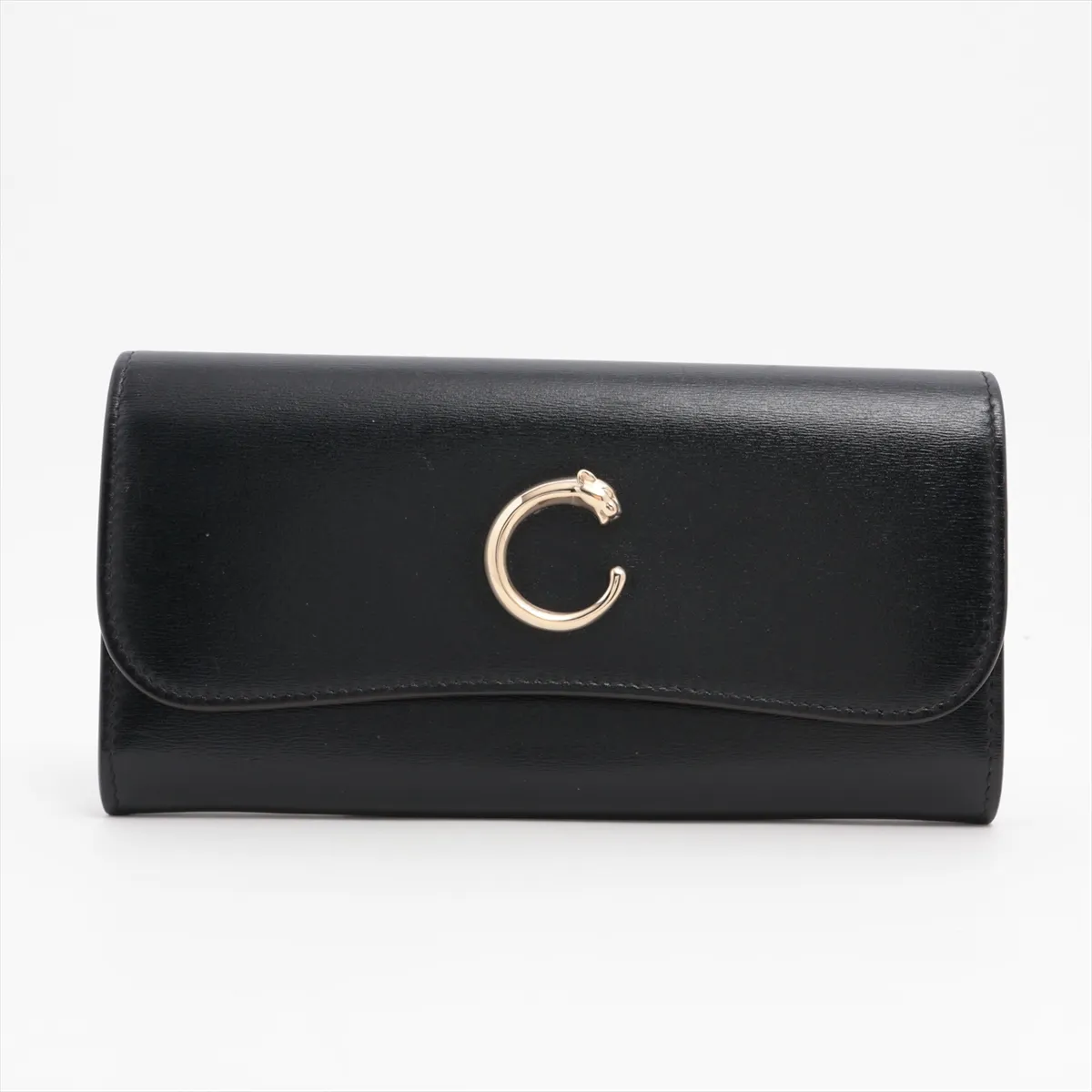 Panthère Leather Long Wallet Black