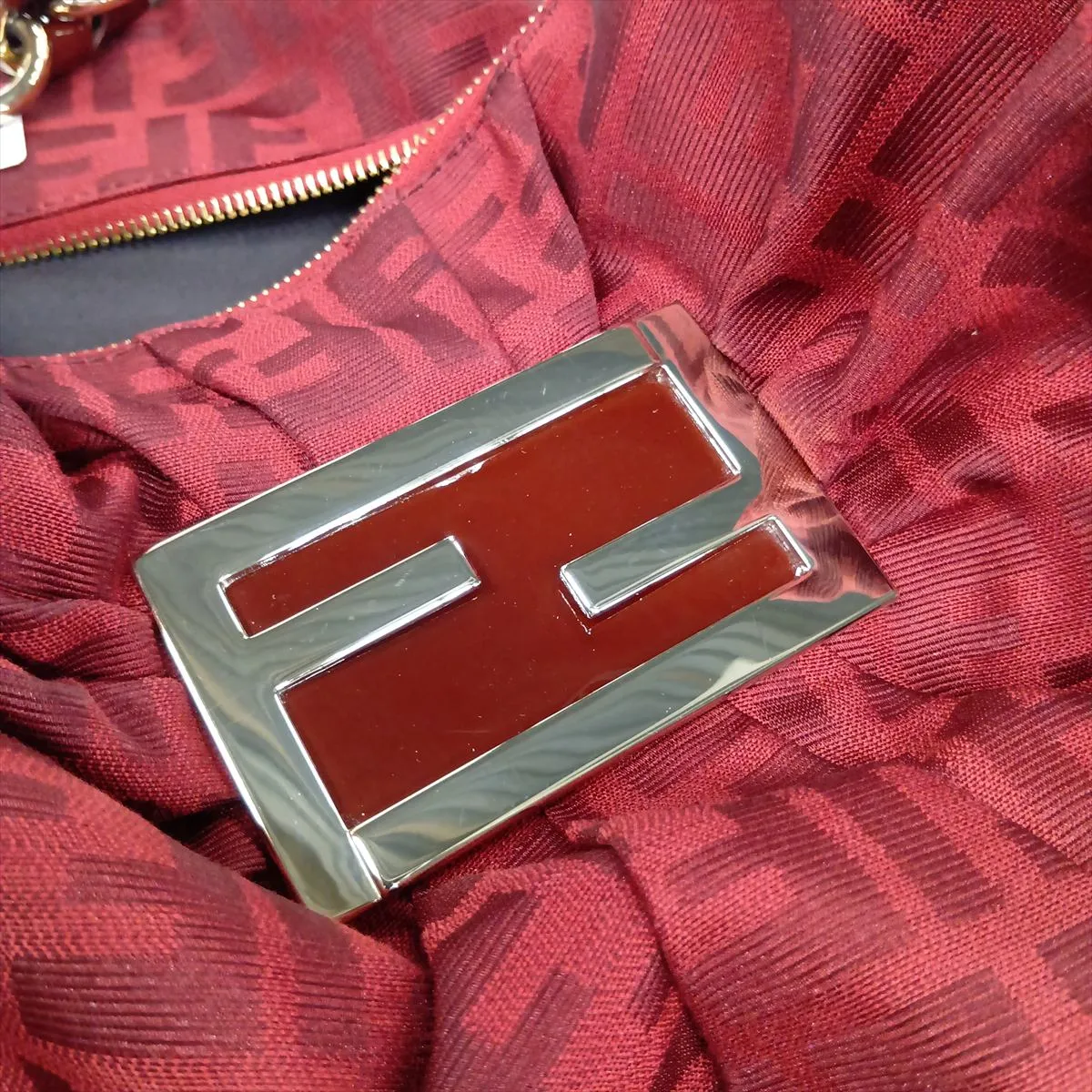 8BR631 Canvas x Patent Leather Chain Shoulder Bag, Red — view 13