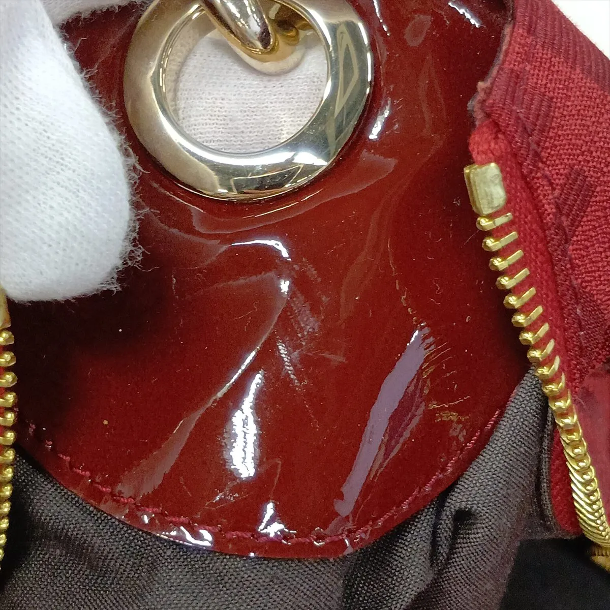 8BR631 Canvas x Patent Leather Chain Shoulder Bag, Red — view 14