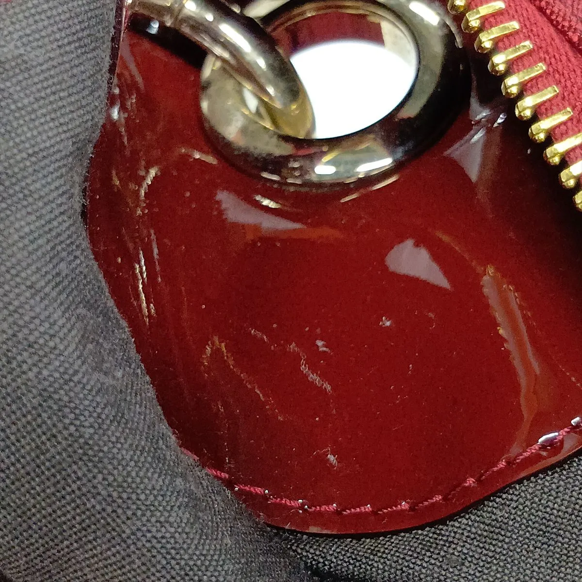 8BR631 Canvas x Patent Leather Chain Shoulder Bag, Red — view 15