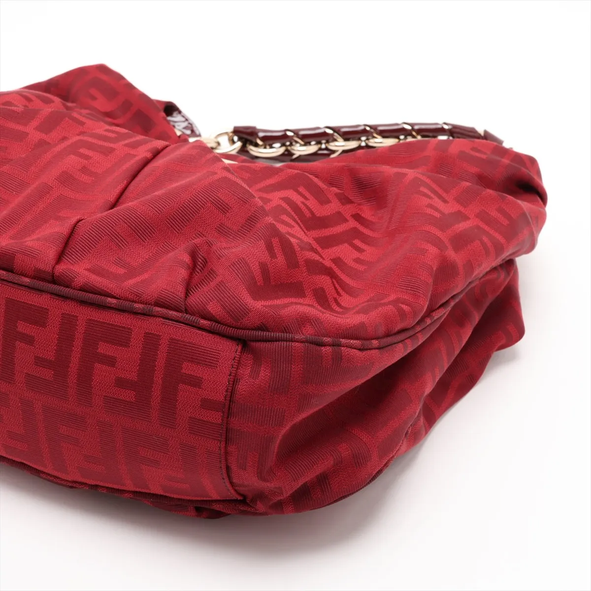 8BR631 Canvas x Patent Leather Chain Shoulder Bag, Red — view 3