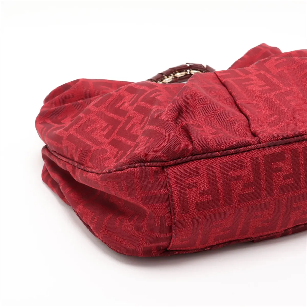 8BR631 Canvas x Patent Leather Chain Shoulder Bag, Red — view 4