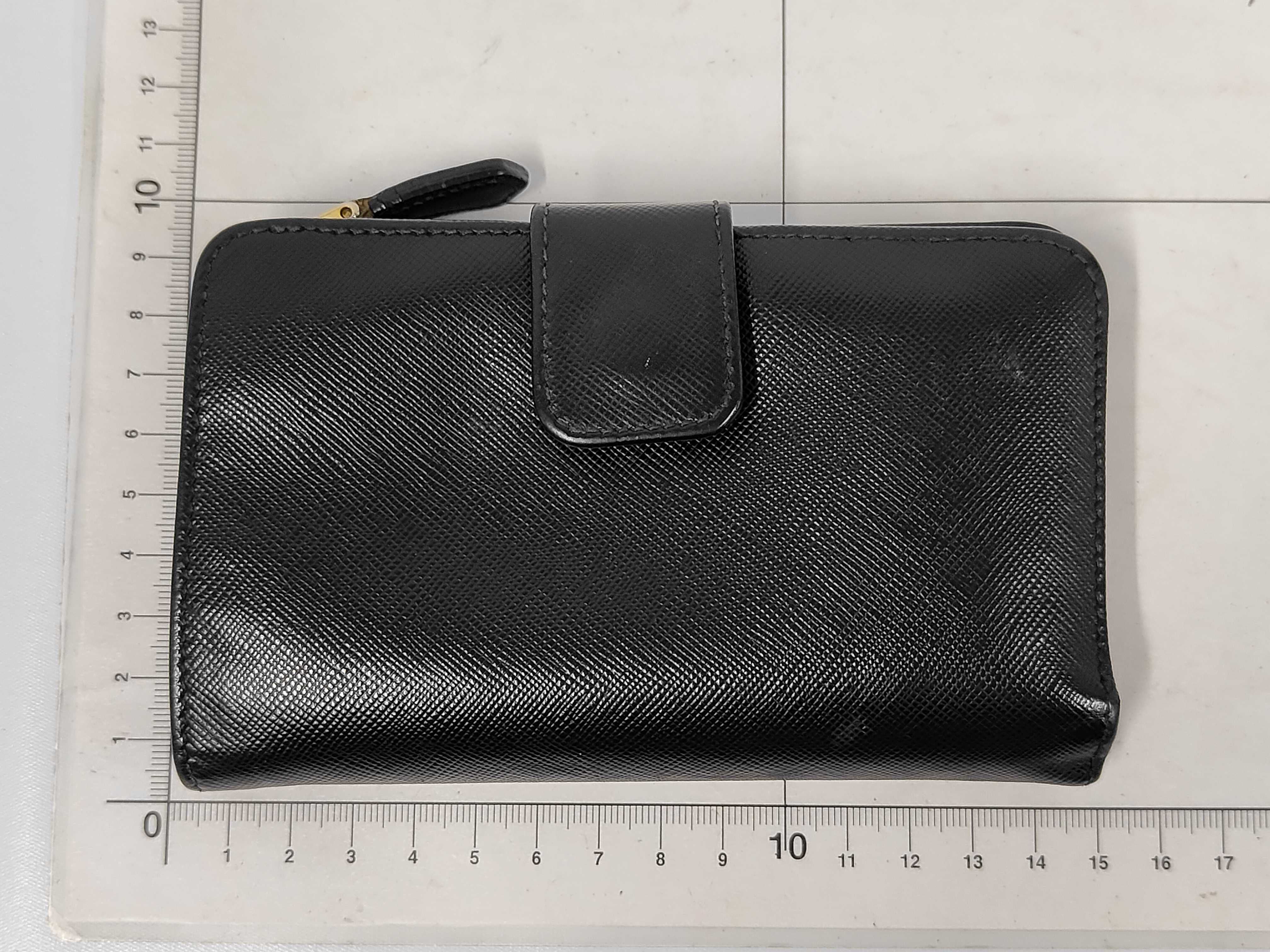 Saffiano Leather Bi-fold Wallet, Card Holder, Black — view 2