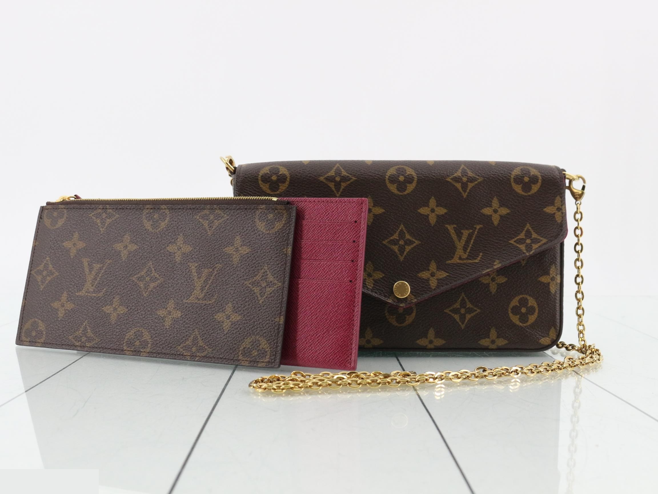 Monogram Pochette Felicie Fuchsia Shoulder Bag with Case