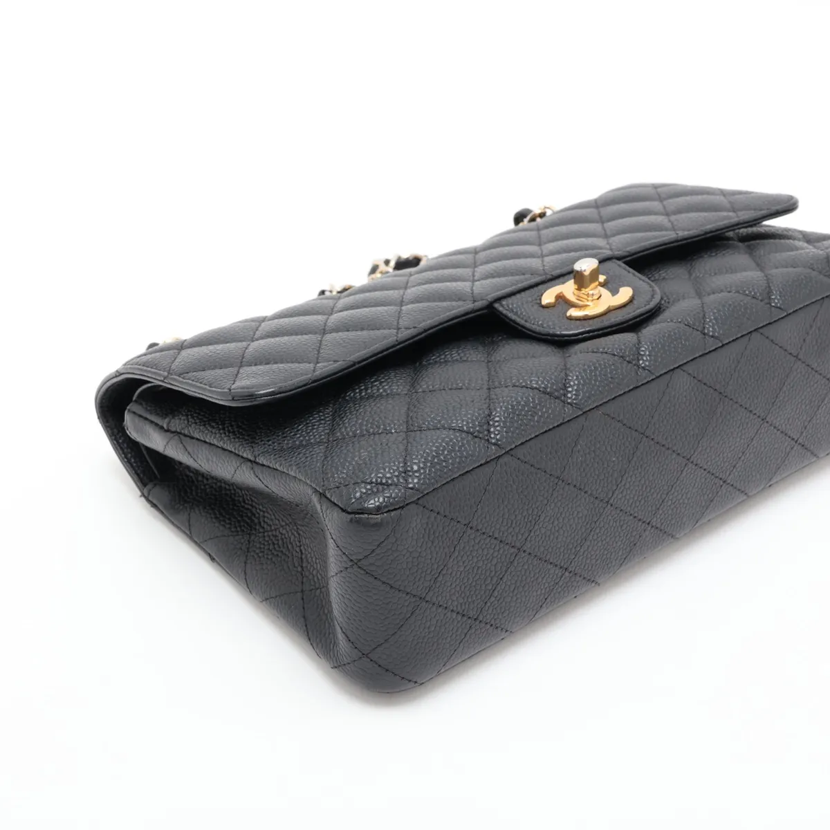 [Individually packaged] Chanel Matelassé 25 Caviar Skin Double Flap Double Chain Bag, Black with Gold Hardware, 17179328, Serial Number 17, A01112 — view 4