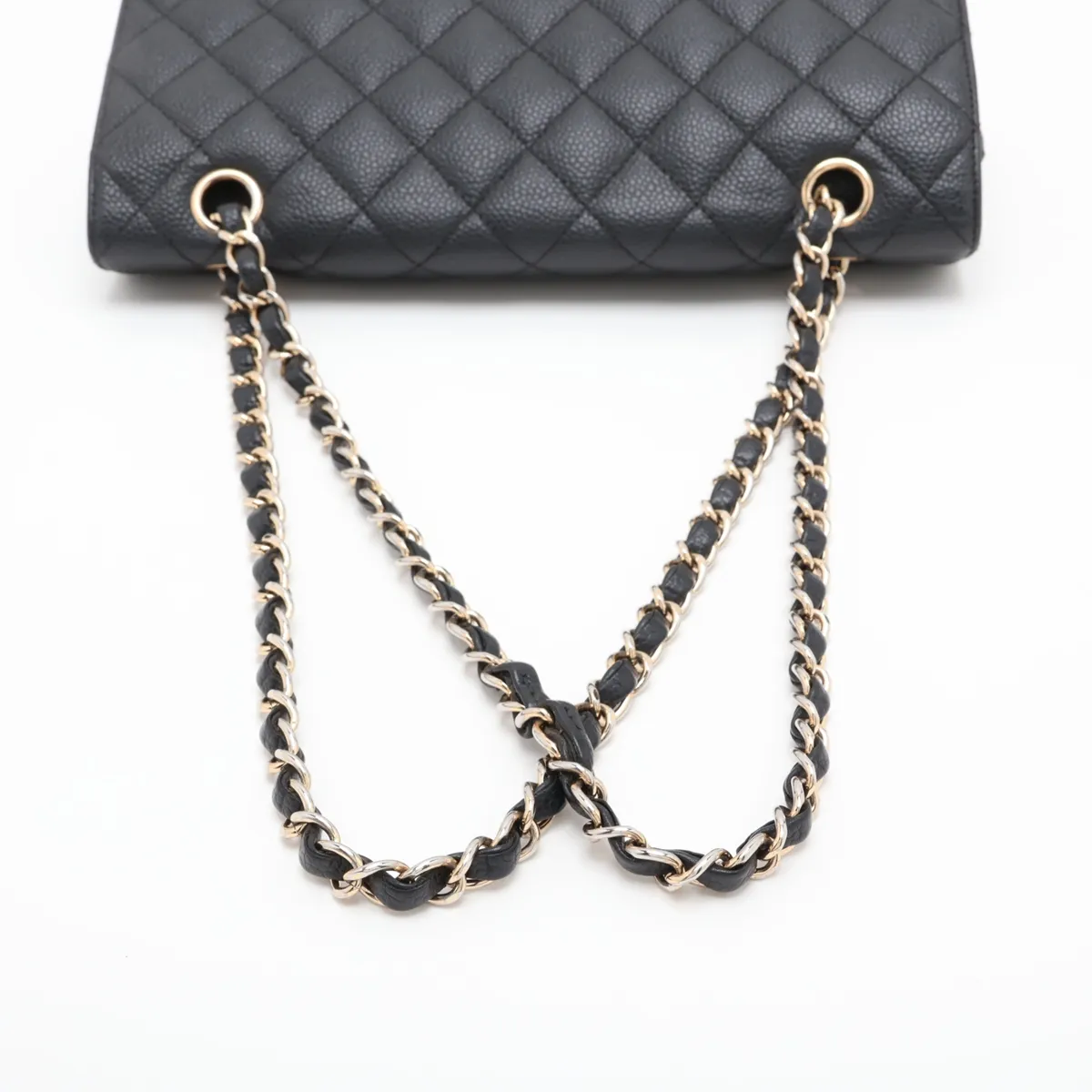 [Individually packaged] Chanel Matelassé 25 Caviar Skin Double Flap Double Chain Bag, Black with Gold Hardware, 17179328, Serial Number 17, A01112 — view 5