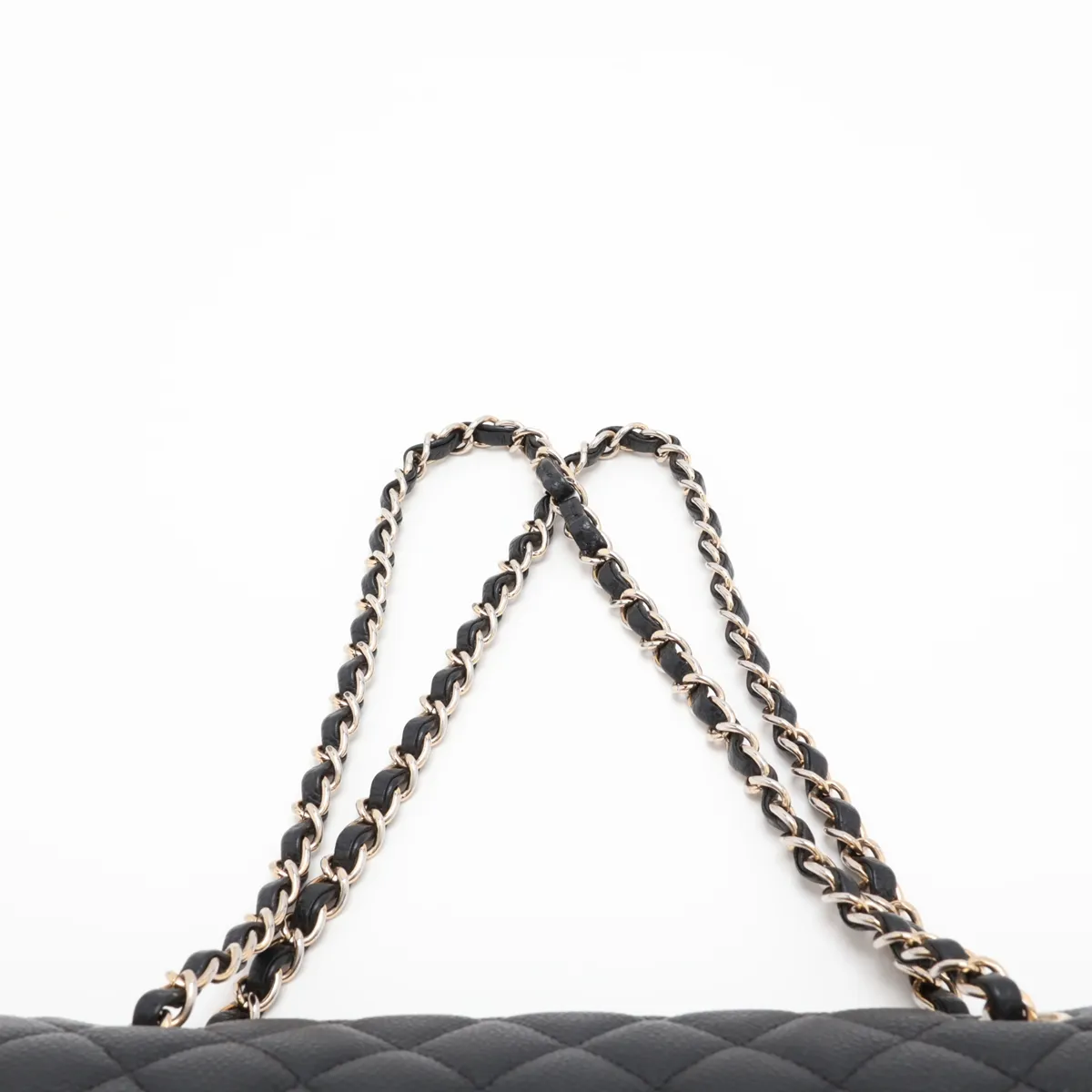 [Individually packaged] Chanel Matelassé 25 Caviar Skin Double Flap Double Chain Bag, Black with Gold Hardware, 17179328, Serial Number 17, A01112 — view 6