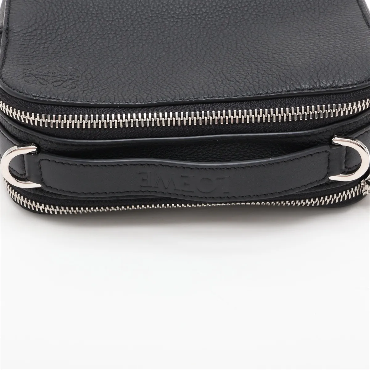 Camera Crossbody Bag Mini Leather 2-Way Shoulder Bag Black — view 5
