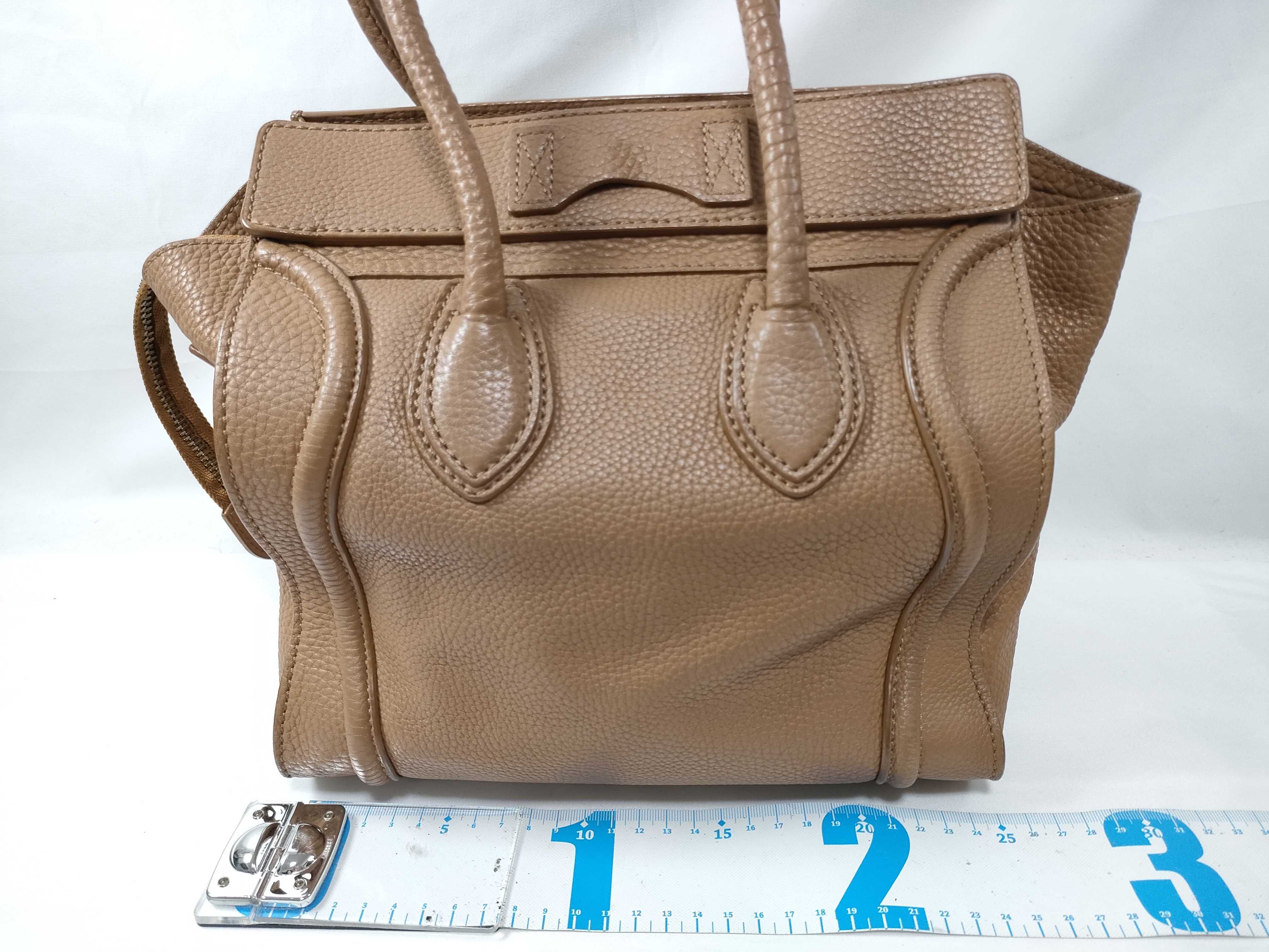 Luggage Nano Shopper Leather 2-Way Handbag, Beige — view 2