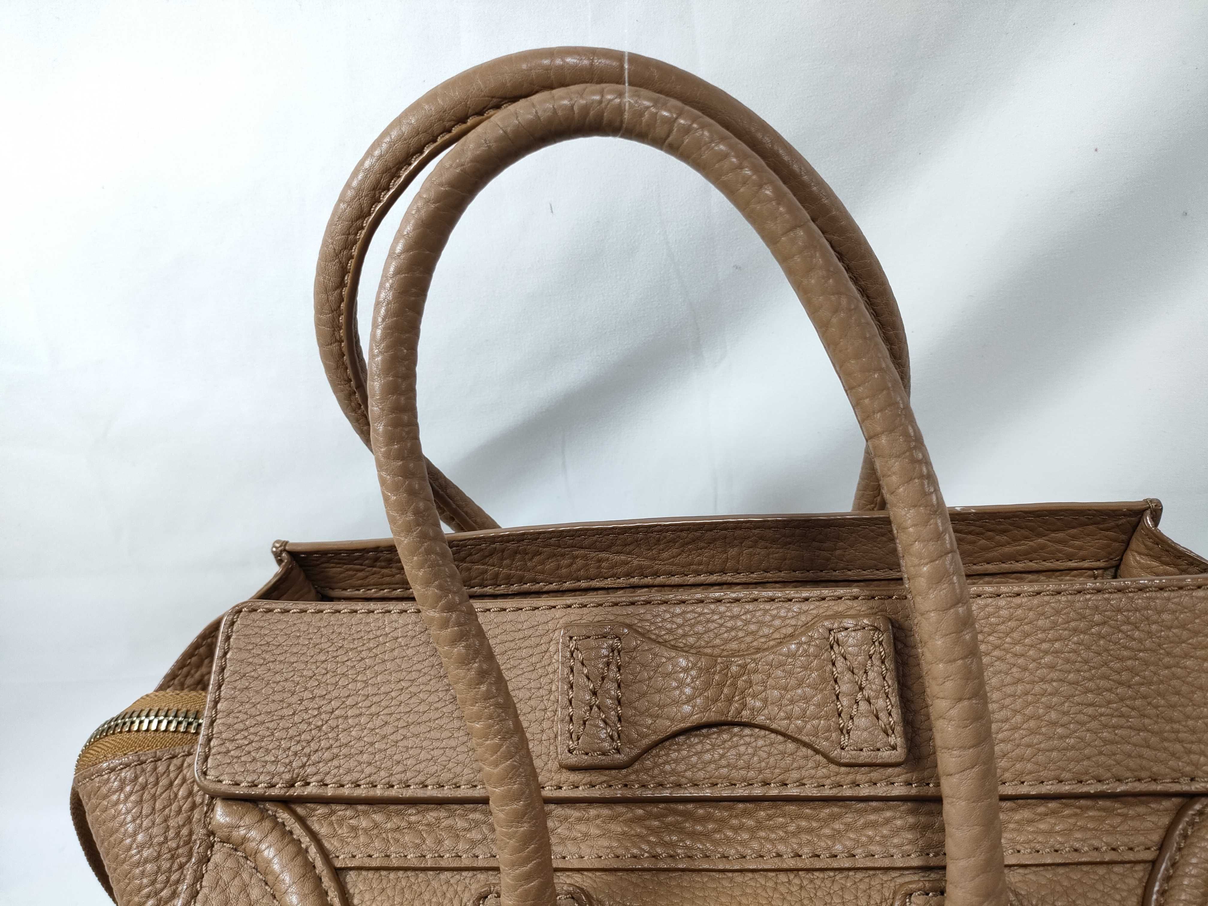 Luggage Nano Shopper Leather 2-Way Handbag, Beige — view 3