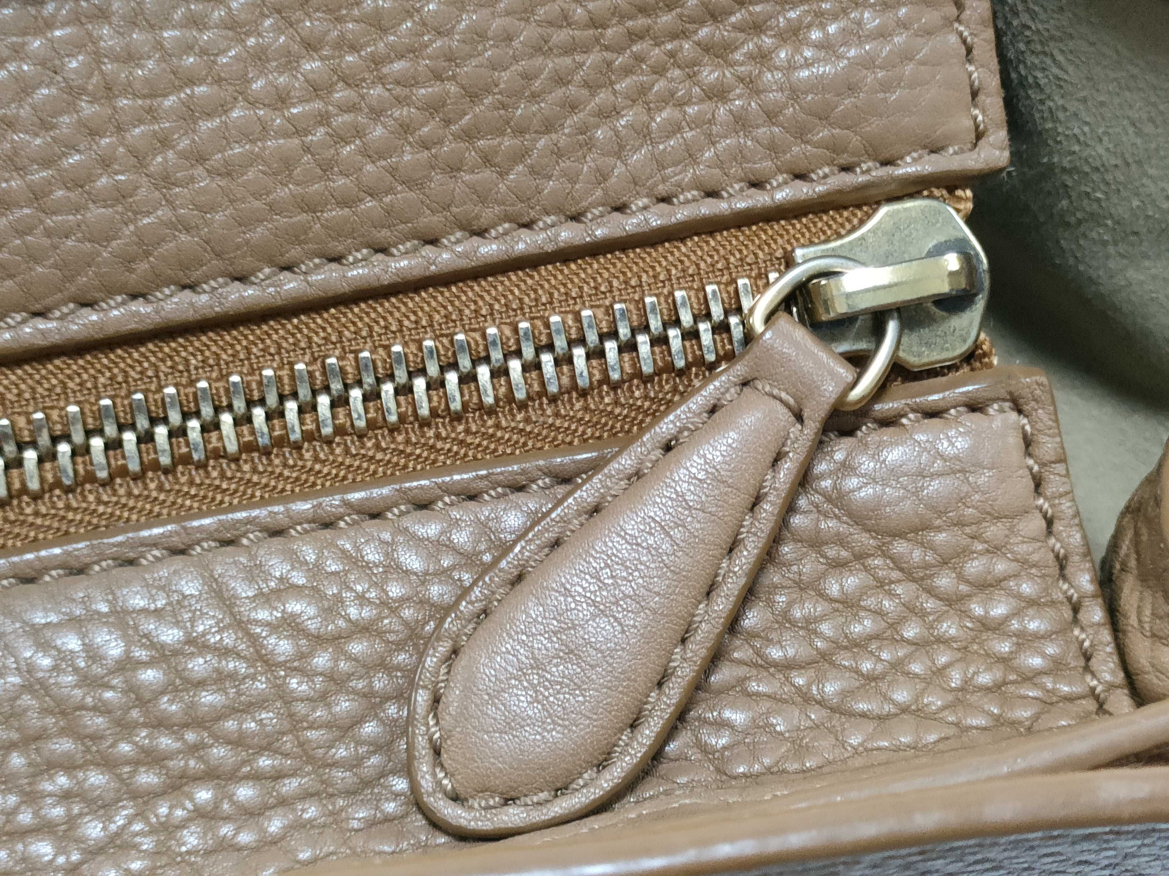 Luggage Nano Shopper Leather 2-Way Handbag, Beige — view 6