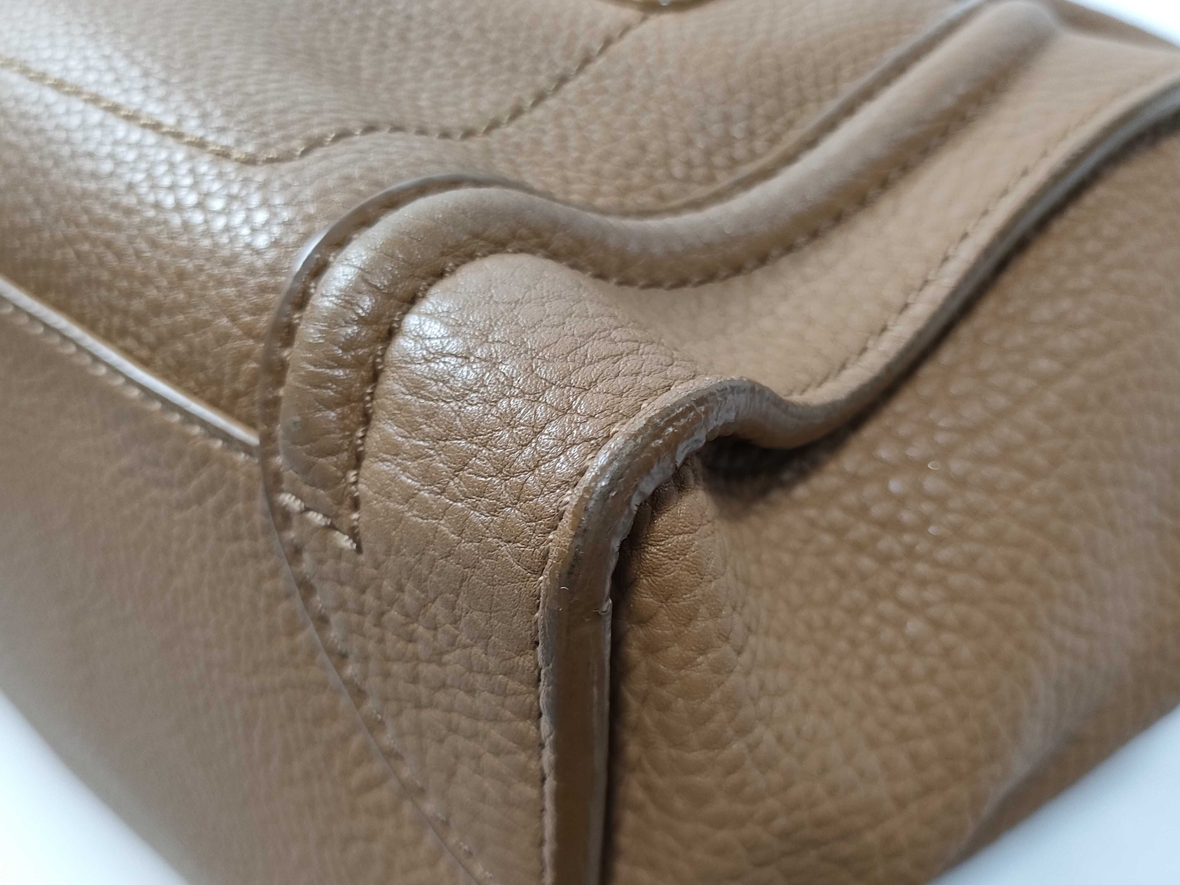 Luggage Nano Shopper Leather 2-Way Handbag, Beige — view 10
