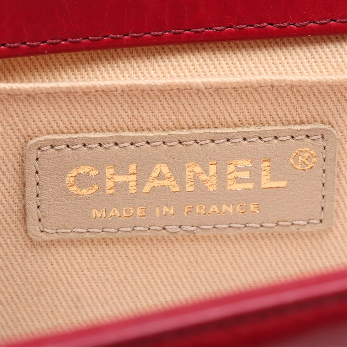 Boy Chanel 25 Leather Chain Shoulder Bag, Red with Gold Hardware, 17834197, Serial Number 17, A67086 — view 9