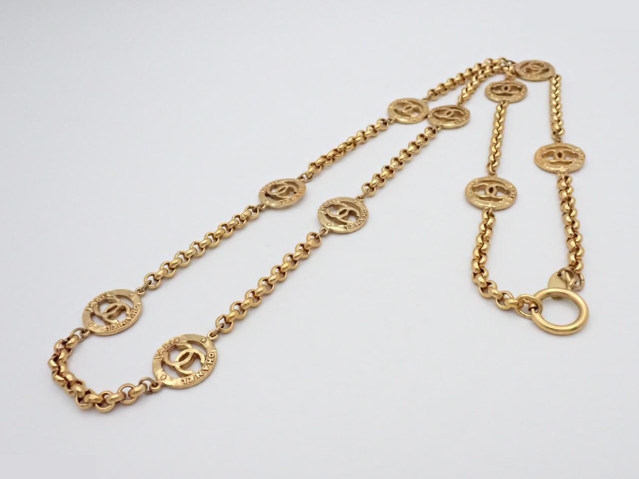 10-strand Coco Circle Skeleton Long Necklace, Chain approx. 90cm — view 3