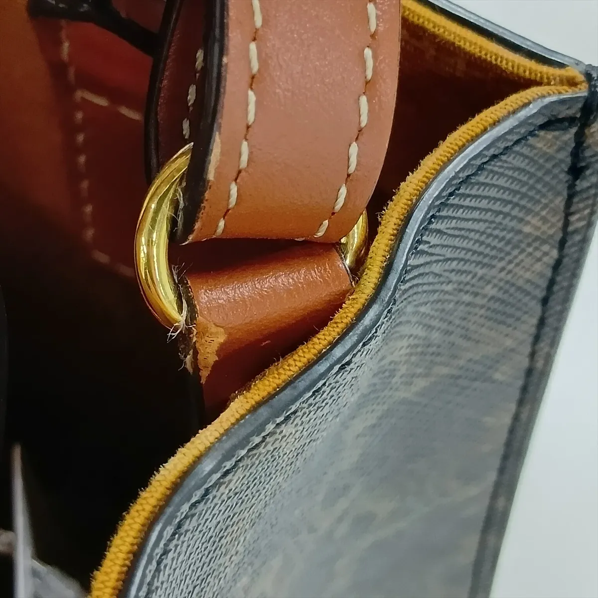 Triomphe Mini Vertical Cabas PVC x Leather Handbag Brown — view 12