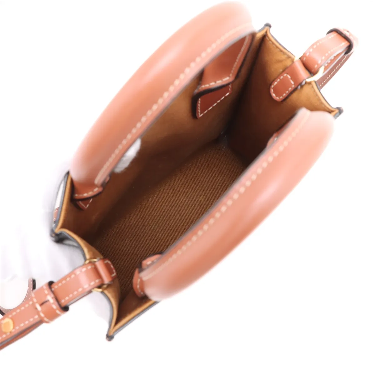 Triomphe Mini Vertical Cabas PVC x Leather Handbag Brown — view 8