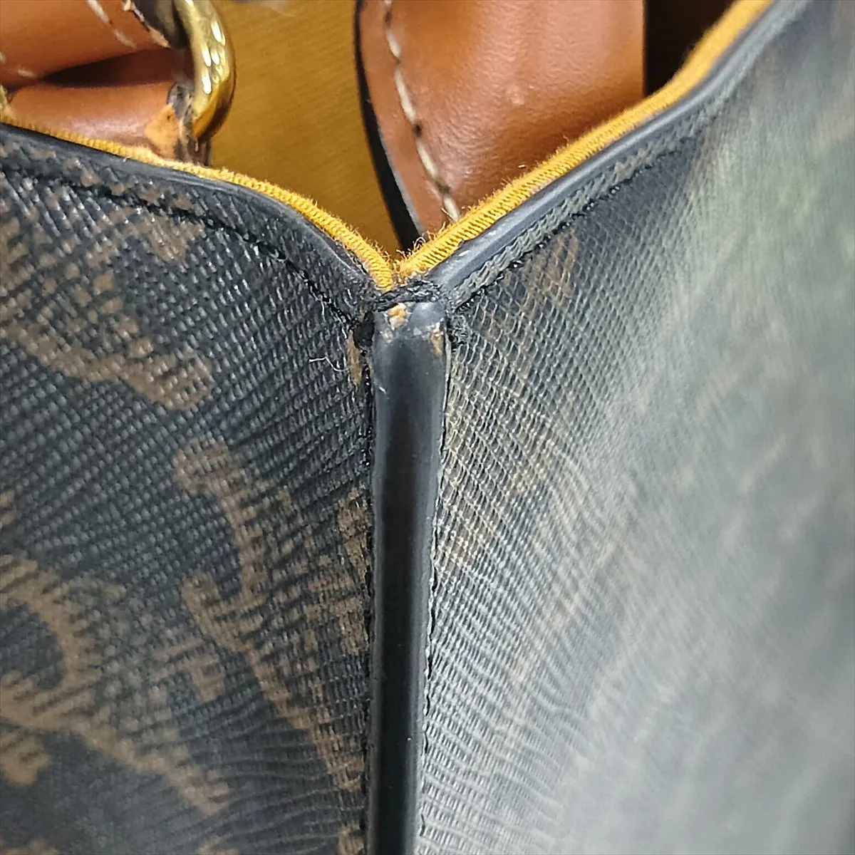 Triomphe Mini Vertical Cabas PVC x Leather Handbag Brown — view 10