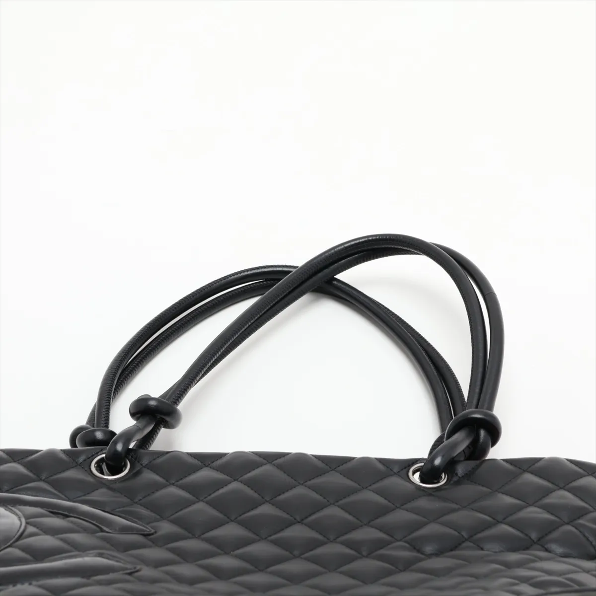 Cambon Line Leather x Patent Leather Tote Bag, Black, Silver Hardware, Item No. 14115864 (Serial Number 14) — view 6