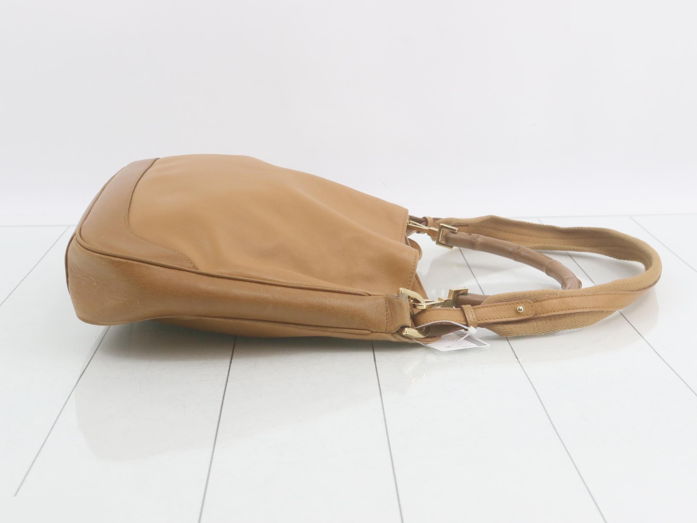 Leather 2-Way Bag, Bamboo Shoulder Bag — view 3