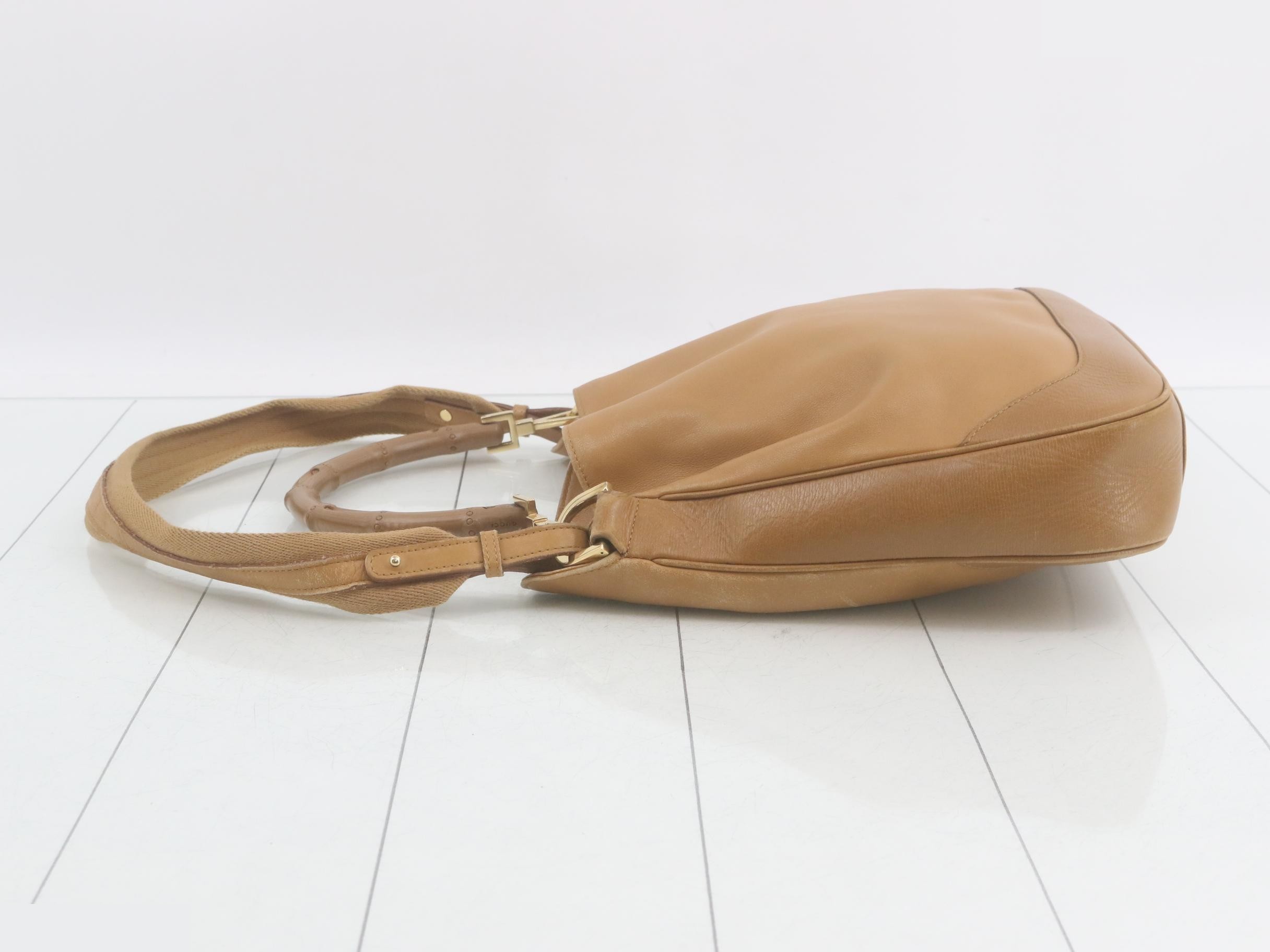Leather 2-Way Bag, Bamboo Shoulder Bag — view 4