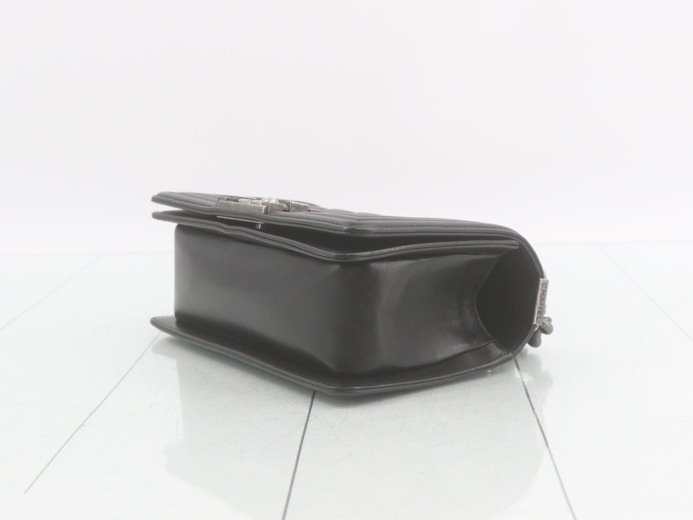 Boy Chanel Lambskin Chain Shoulder Bag, Black — view 6