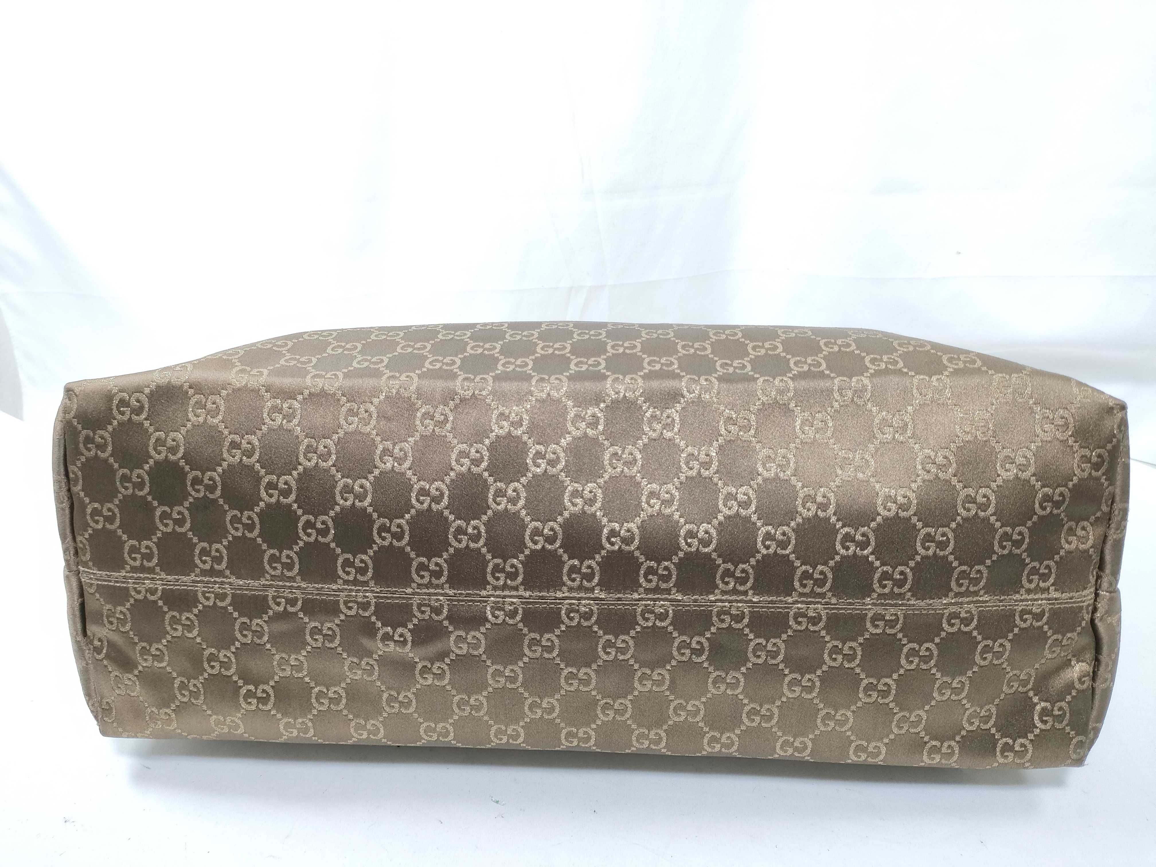 GG pattern satin tote bag, brown and gold tote bag — view 6