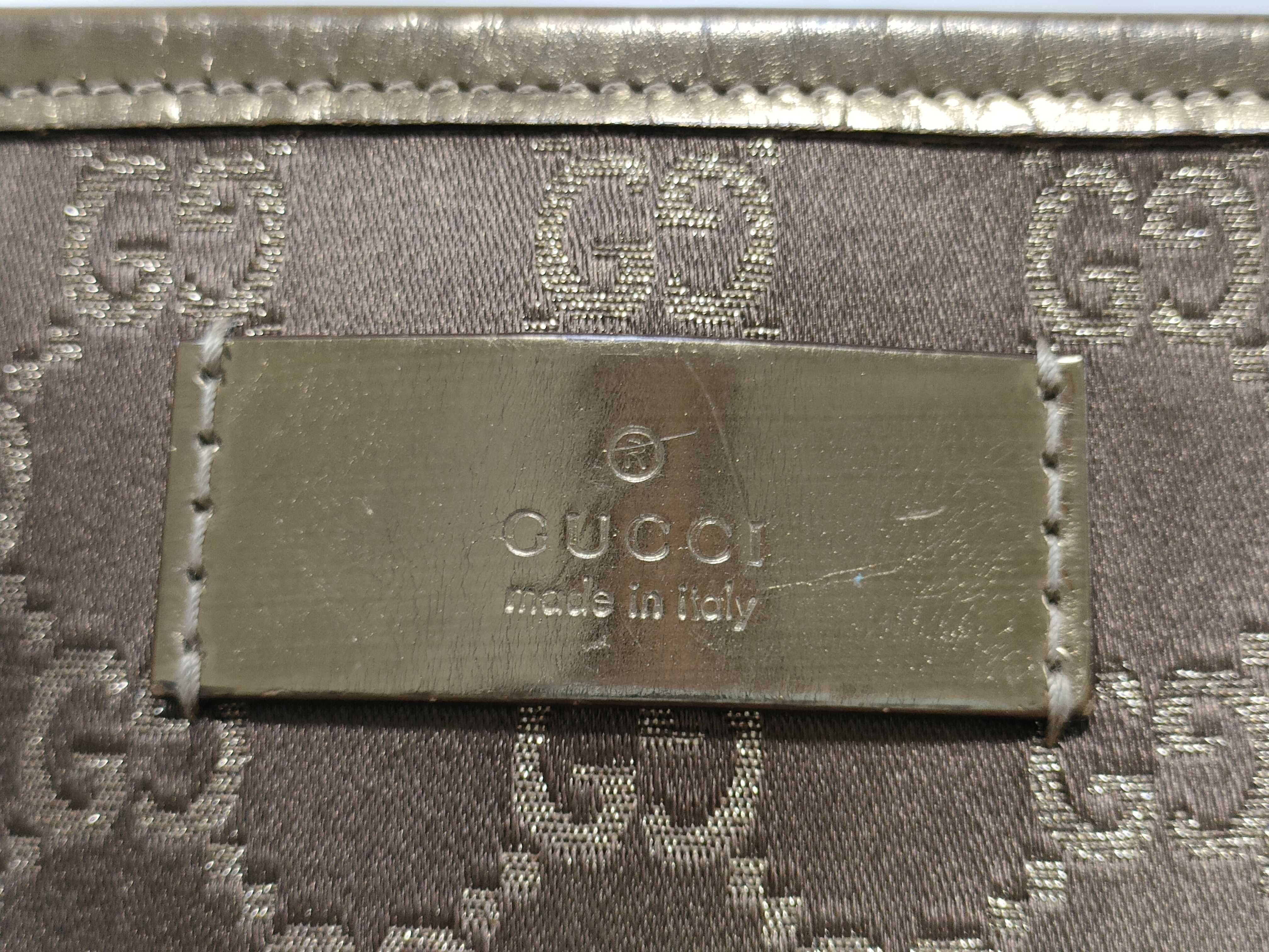 GG pattern satin tote bag, brown and gold tote bag — view 8