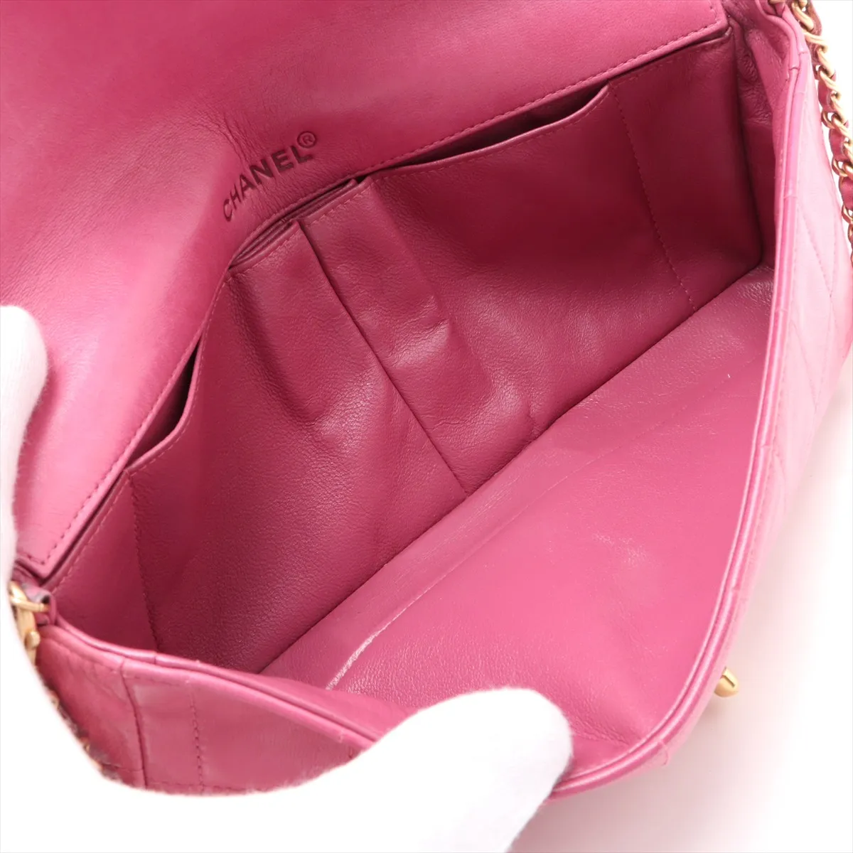 chocolate bar lambskin chain shoulder bag pink gold hardware 6438218 6th series — view 6