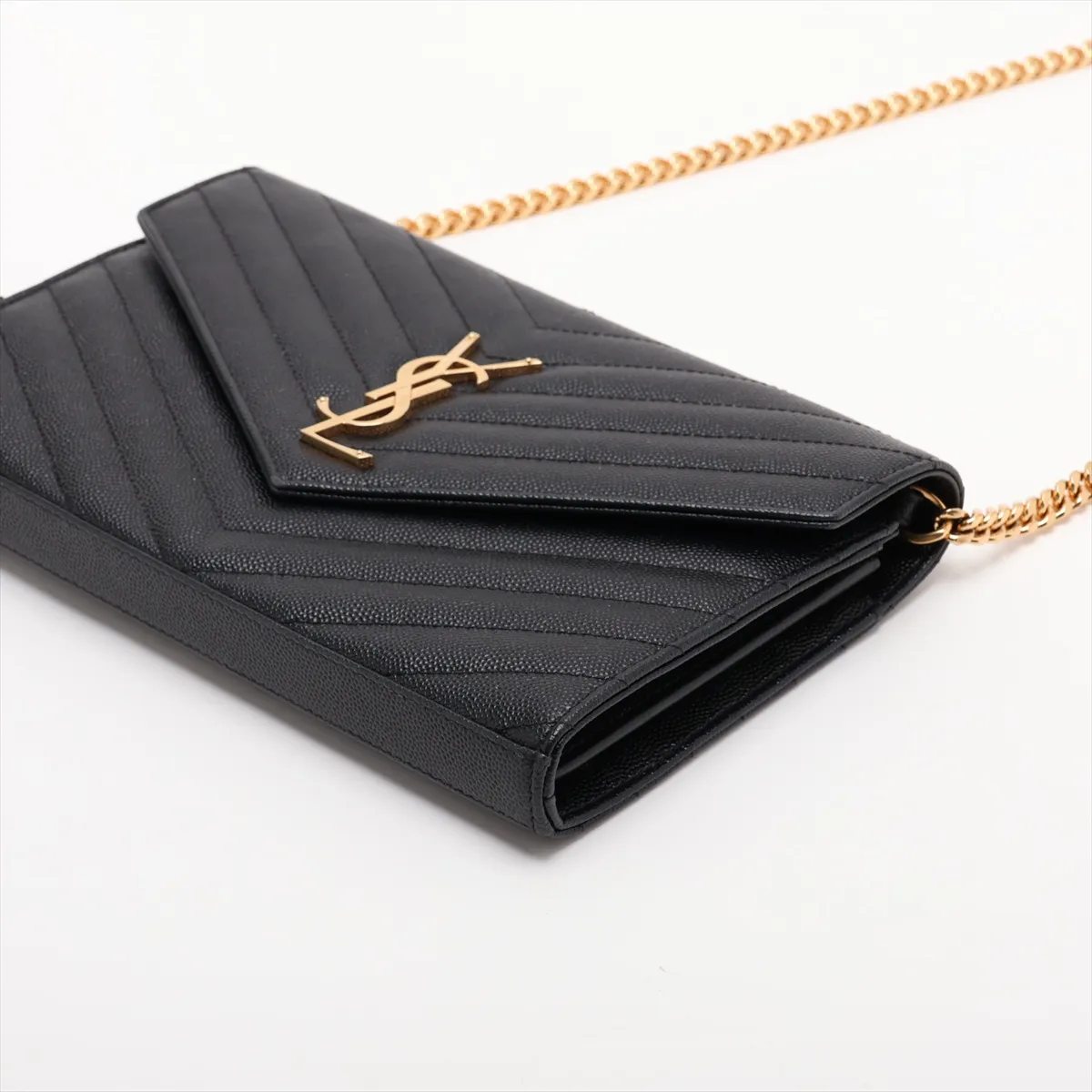Cassandra Leather Chain Wallet, Black, 377828 — view 3