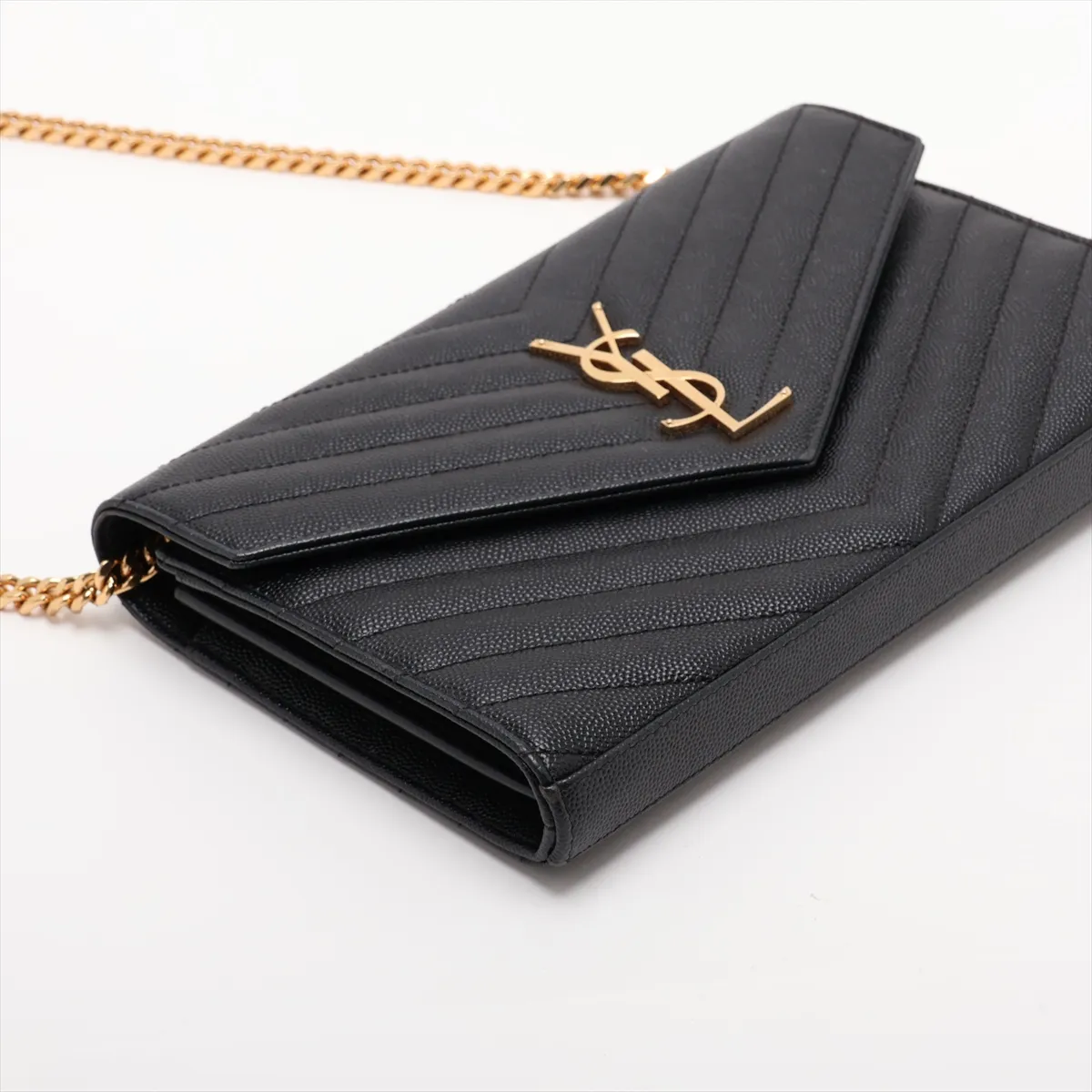 Cassandra Leather Chain Wallet, Black, 377828 — view 4