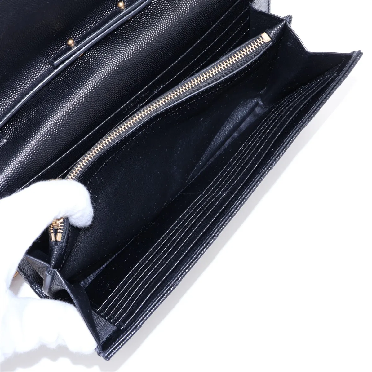 Cassandra Leather Chain Wallet, Black, 377828 — view 7