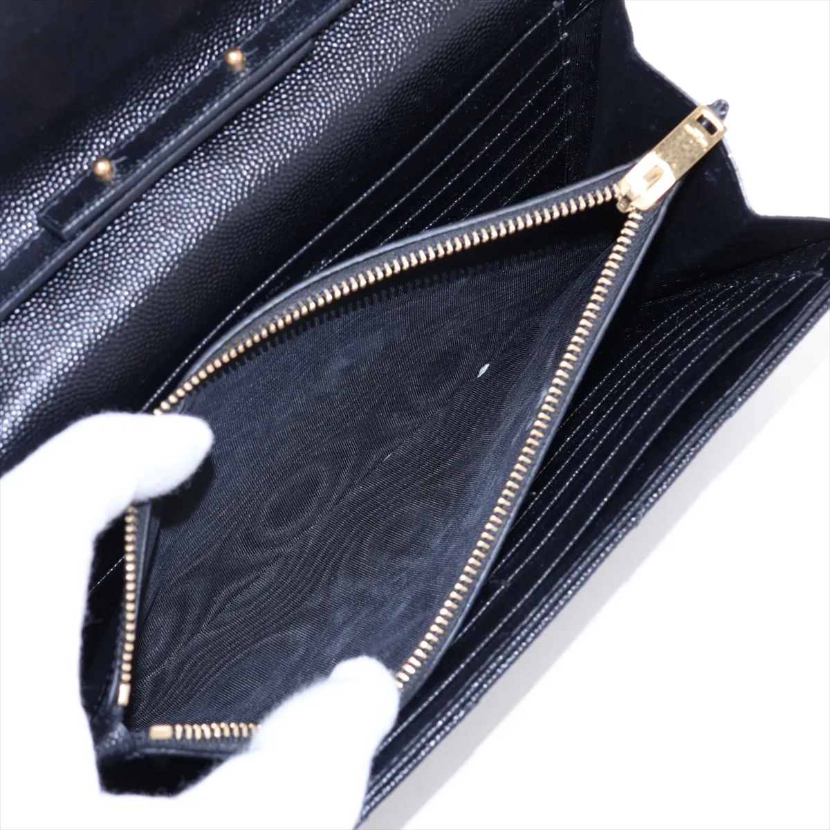 Cassandra Leather Chain Wallet, Black, 377828 — view 8